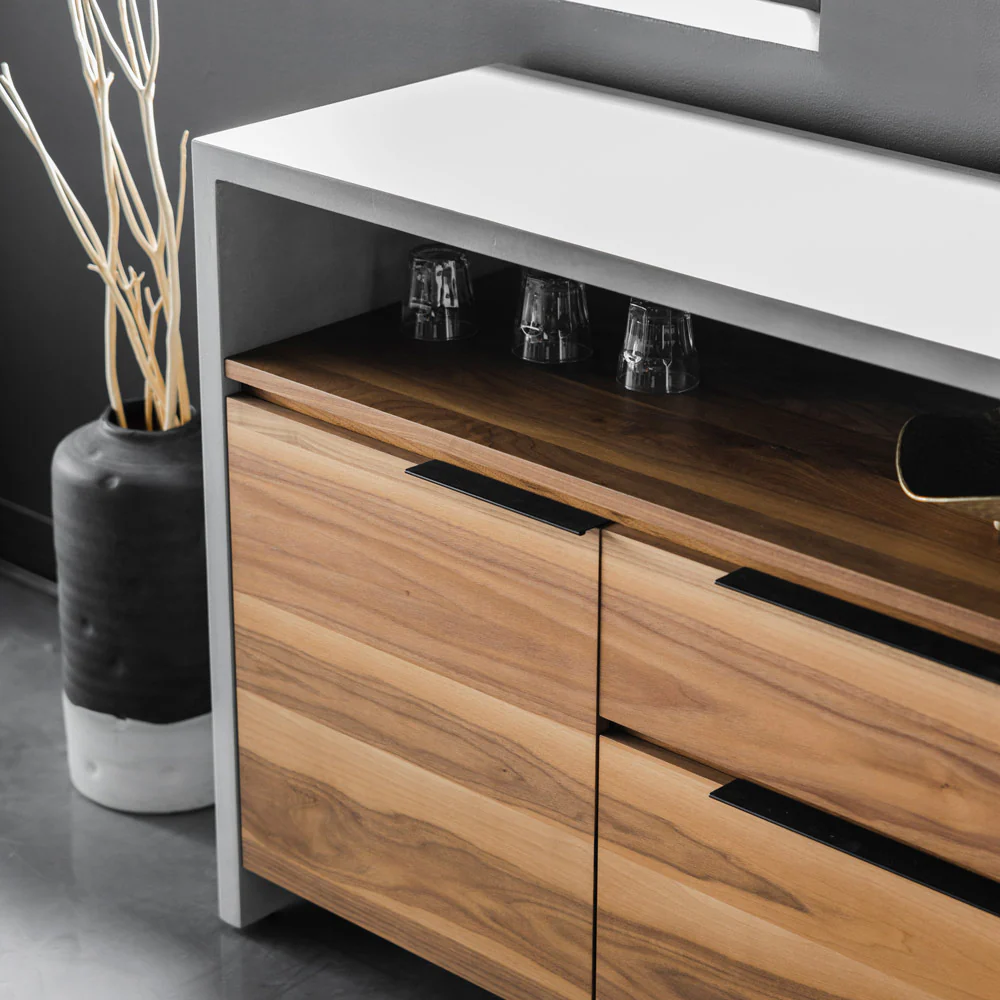 Buffet en béton ciment avec noyer naturel - Anabel - Image 7