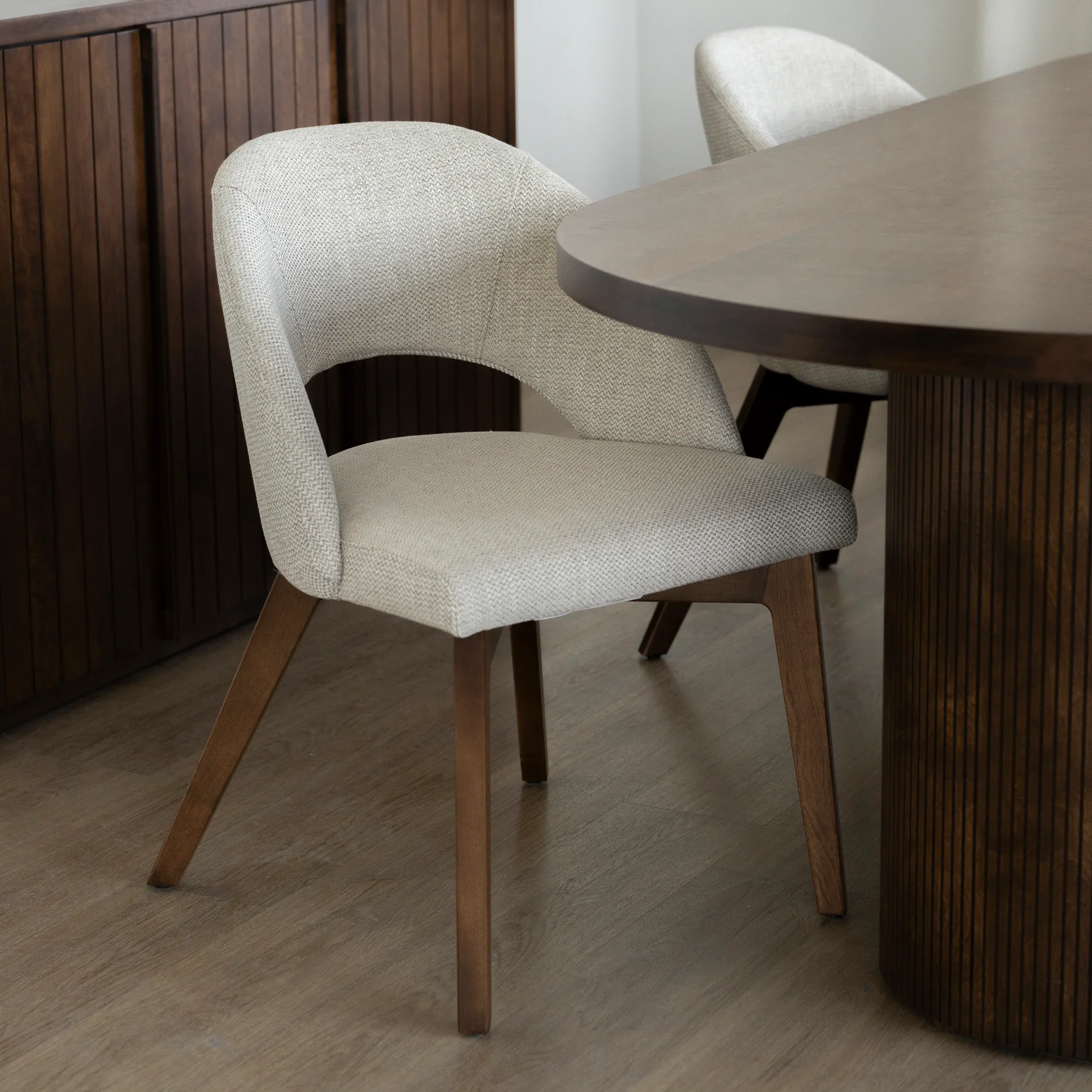 Chaise de cuisine en tissu reflet d'argent - Beth