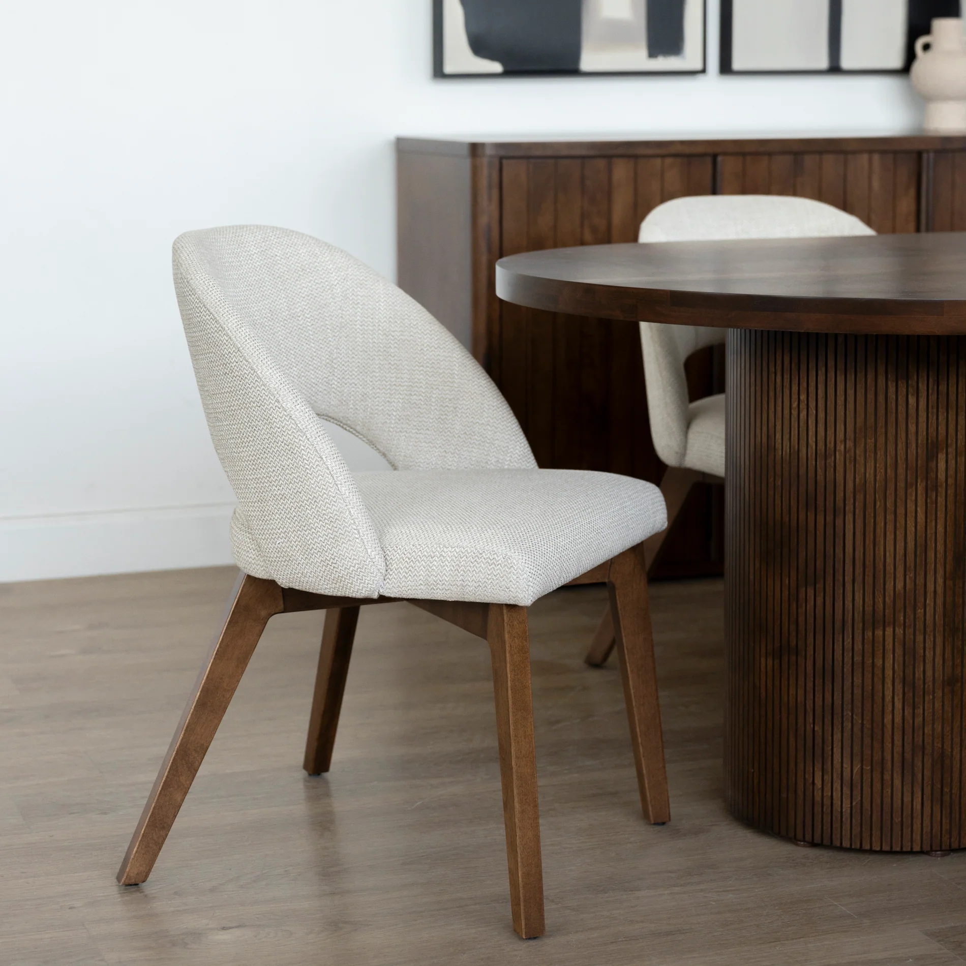 Chaise de cuisine en tissu reflet d'argent - Beth - Image 2