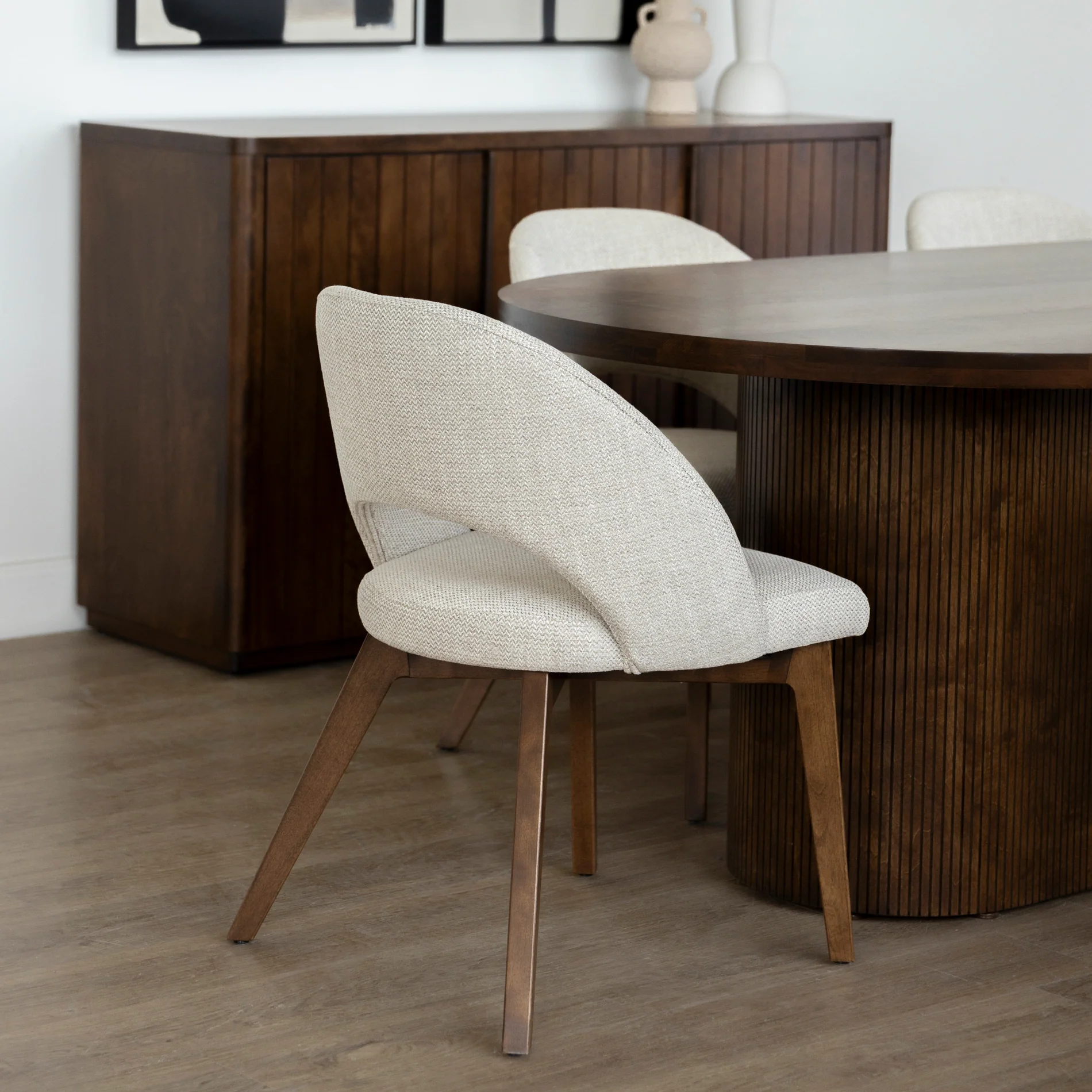 Chaise de cuisine en tissu reflet d'argent - Beth - Image 4