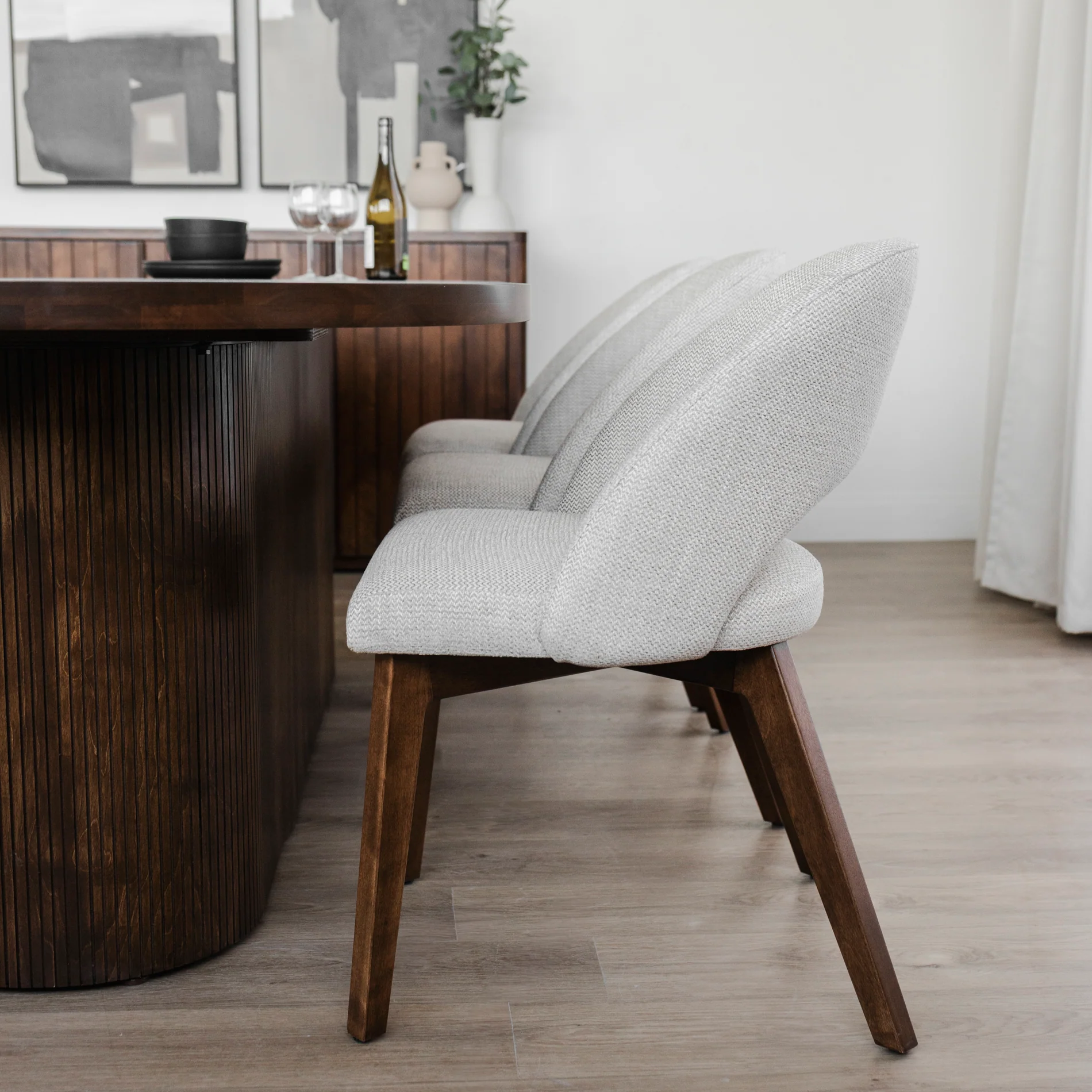 Chaise de cuisine en tissu reflet d'argent - Beth - Image 6