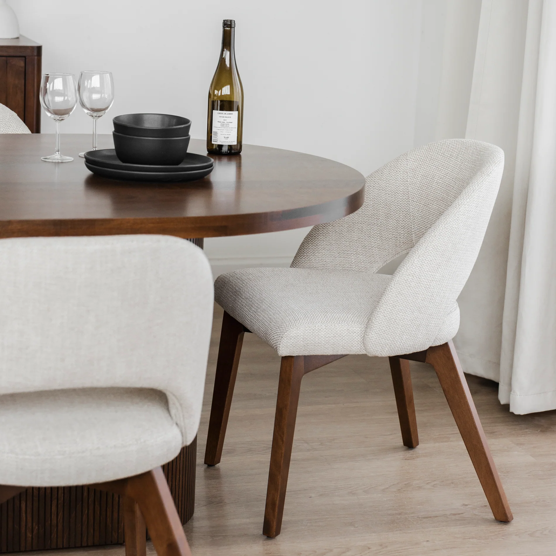 Chaise de cuisine en tissu reflet d'argent - Beth - Image 7