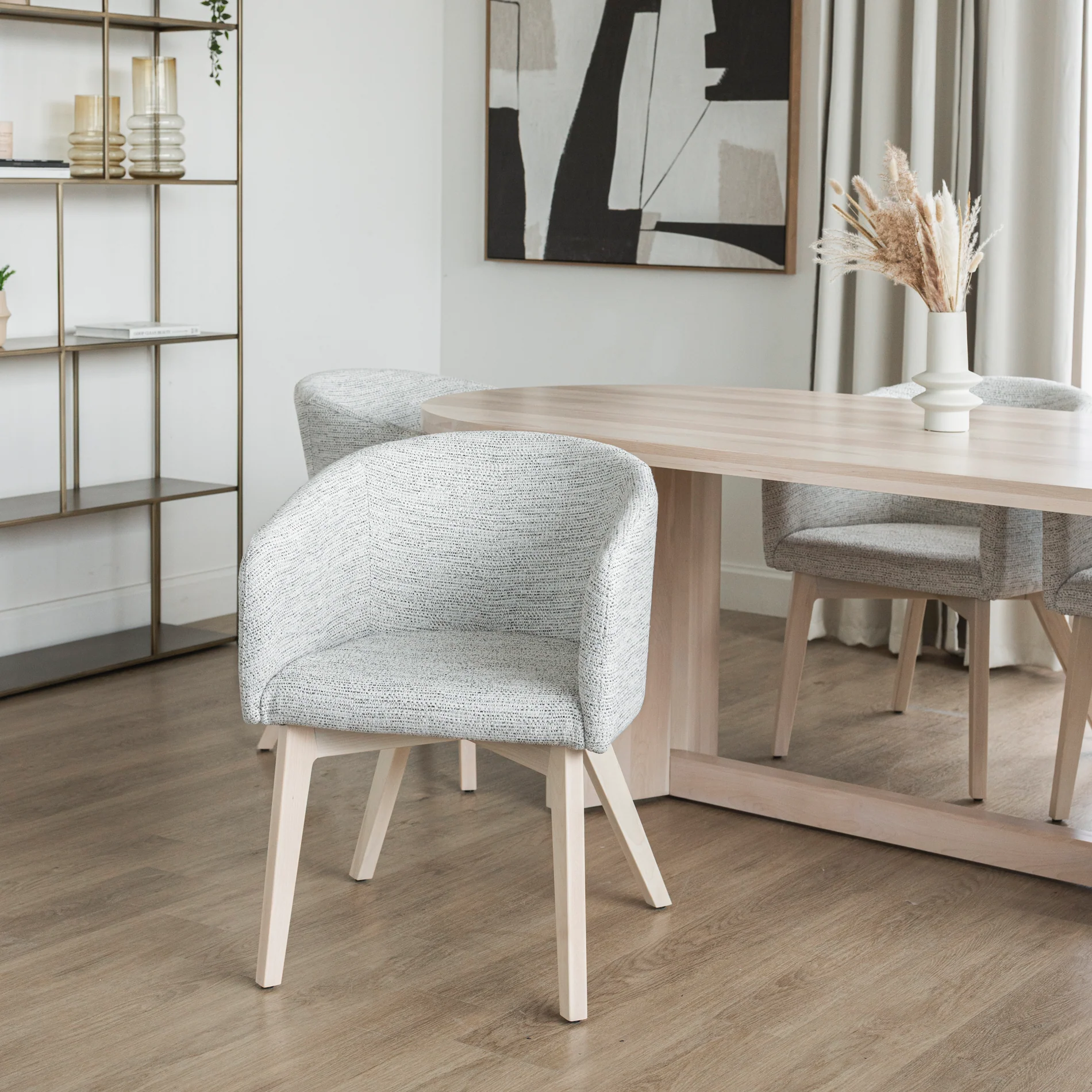 Chaise de cuisine en tissu crème marbré - Clara