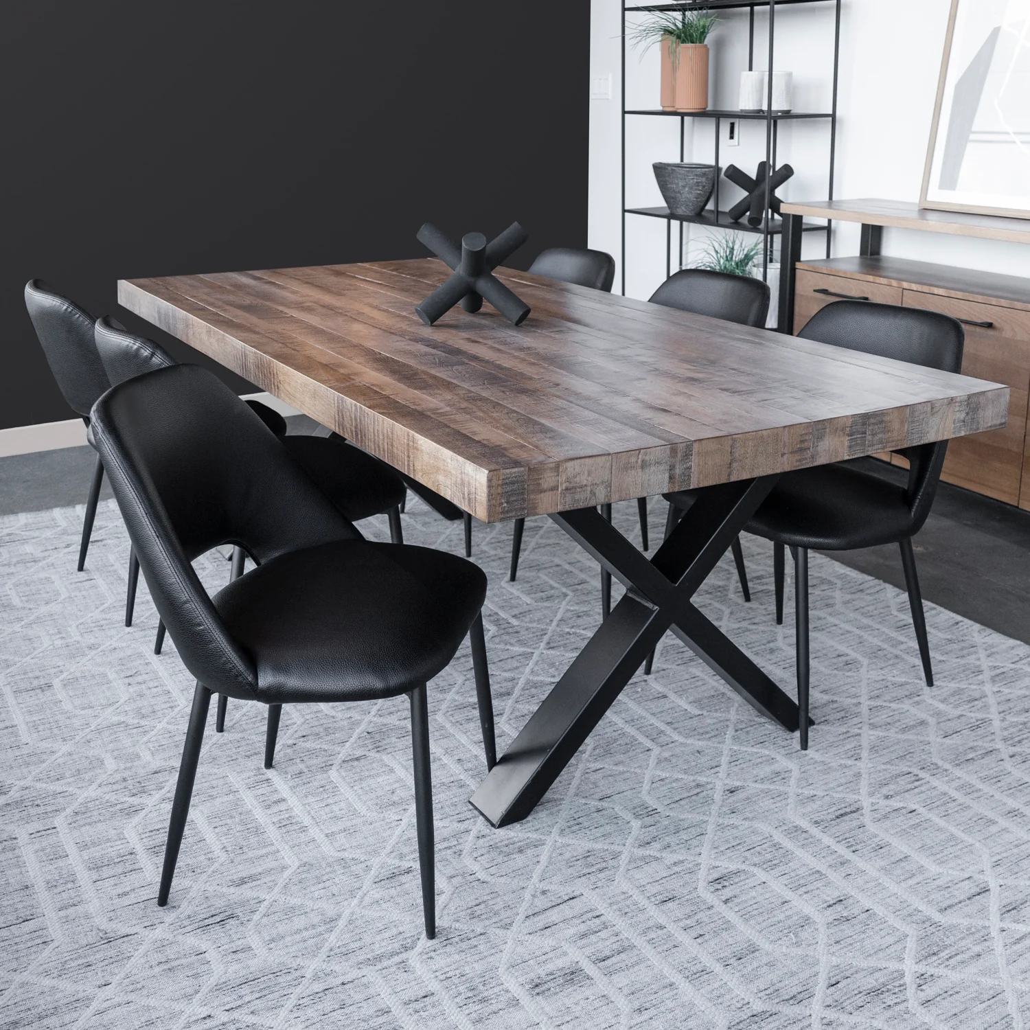 Chaise de cuisine en cuir noir - Germaine - Image 5