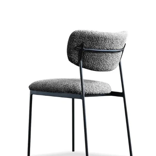 Chaise de cuisine en tissu bouclette ardoise -Lydia - Image 11
