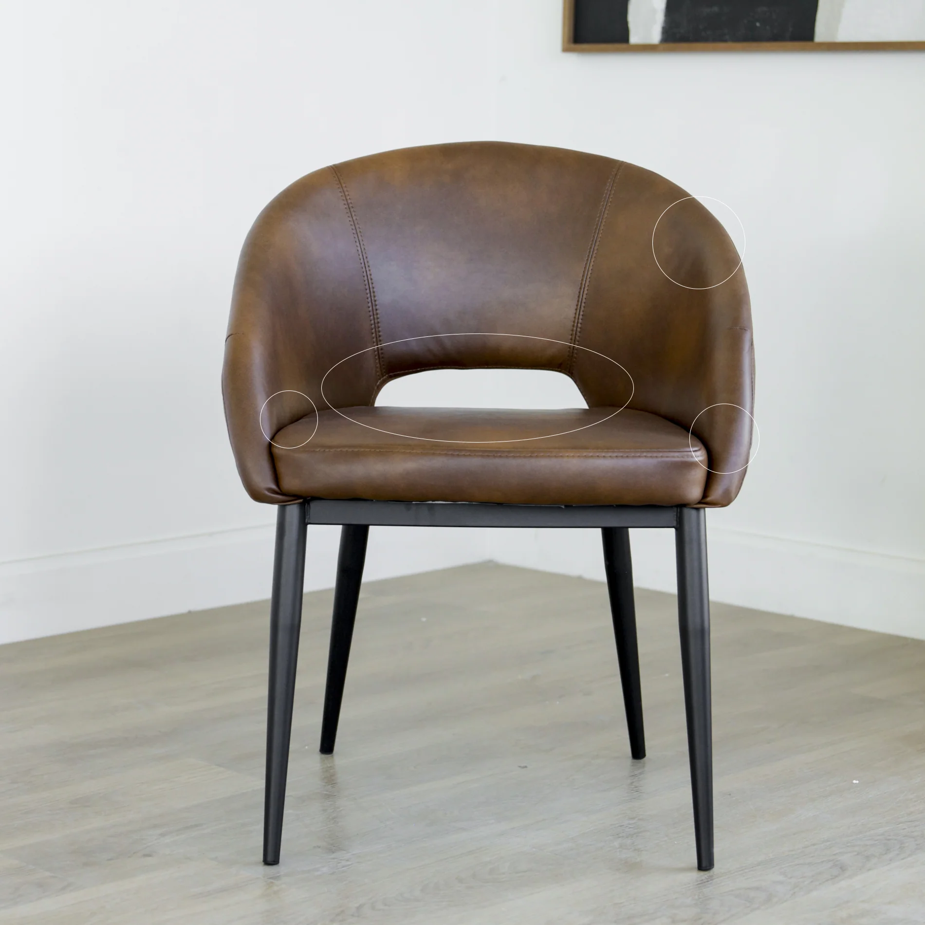 Chaise de cuisine en cuir végane cognac - Madison - Image 7