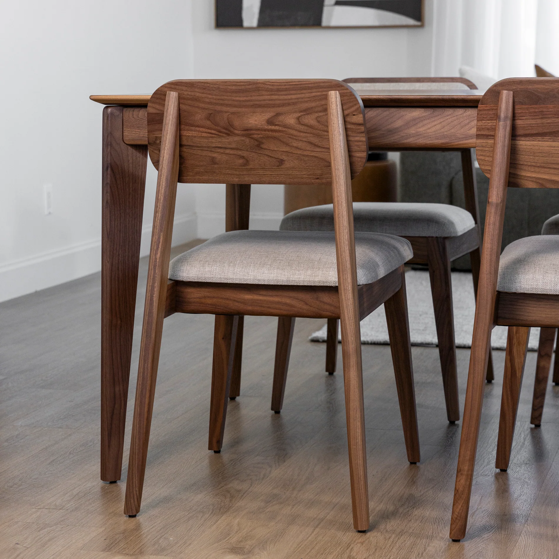 Chaise de cuisine en tissu géode et noyer naturel - Nora - Image 3