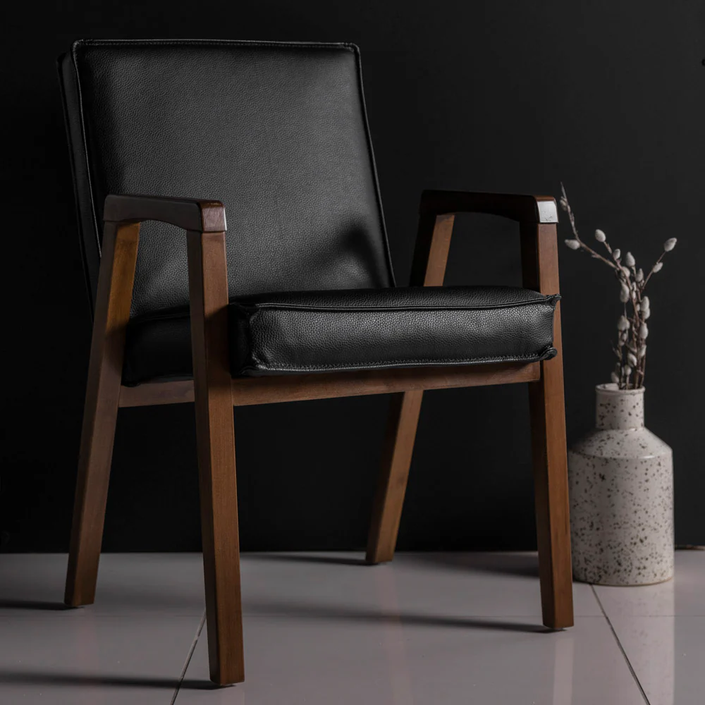 Chaise de cuisine en cuir végane noir - Panama - Image 9