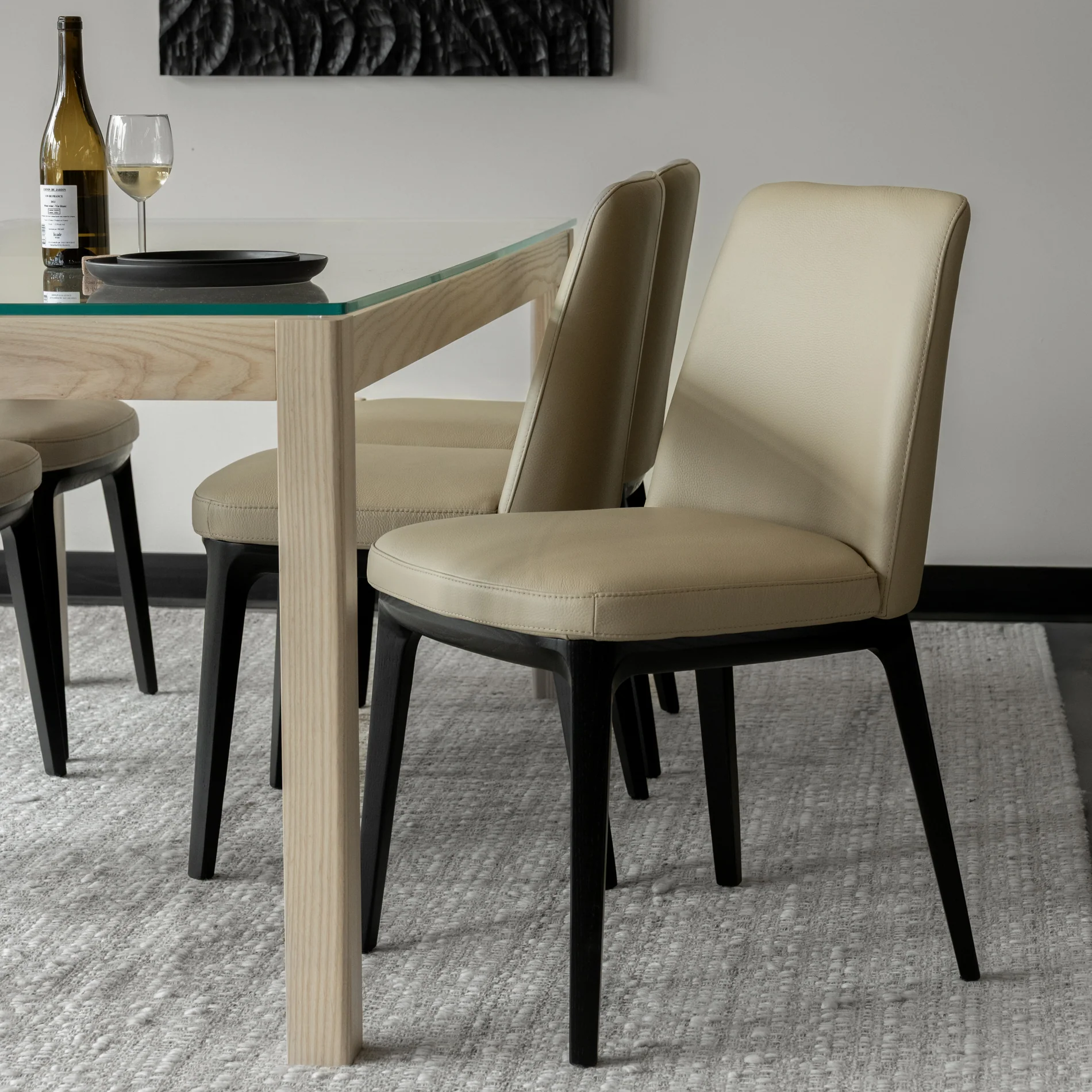 Chaise de cuisine en cuir taupe - Tessa - Image 5