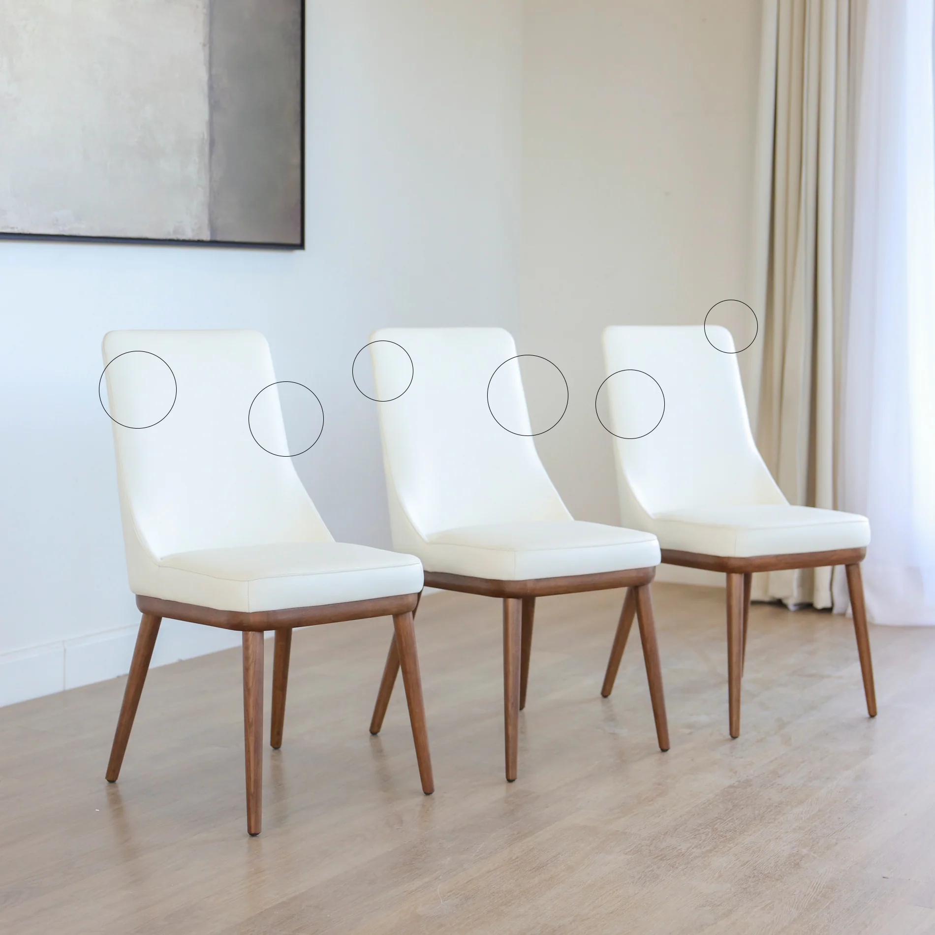 Ensemble de 3 chaises de cuisine en cuir blanc - Iris - Image 9
