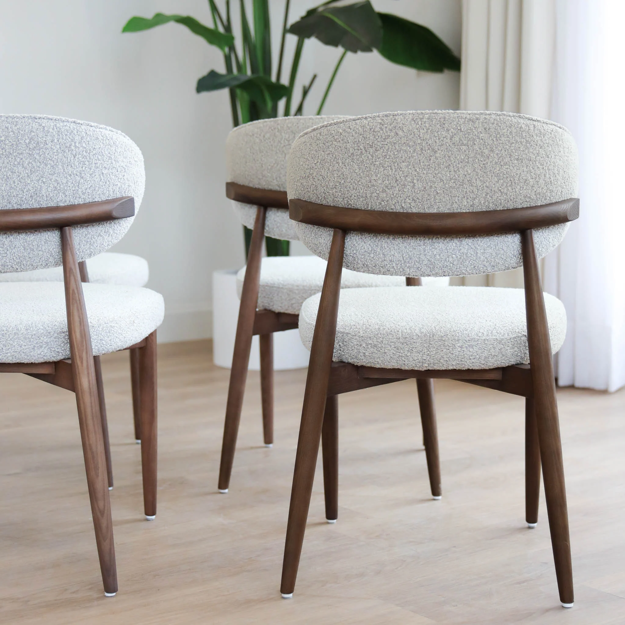 Ensemble de 6 chaises de cuisine en tissu bouclé ivoire - Lawford - Image 2