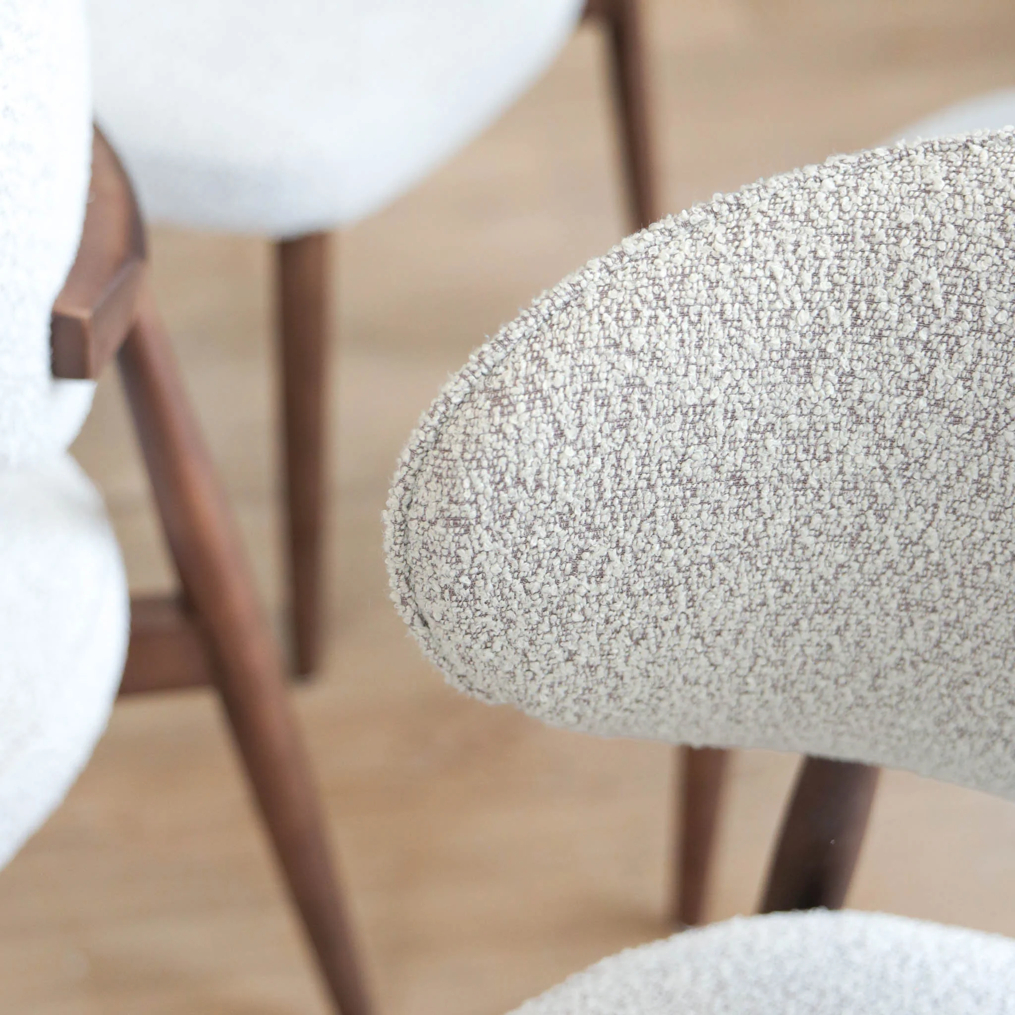 Ensemble de 6 chaises de cuisine en tissu bouclé ivoire - Lawford - Image 5