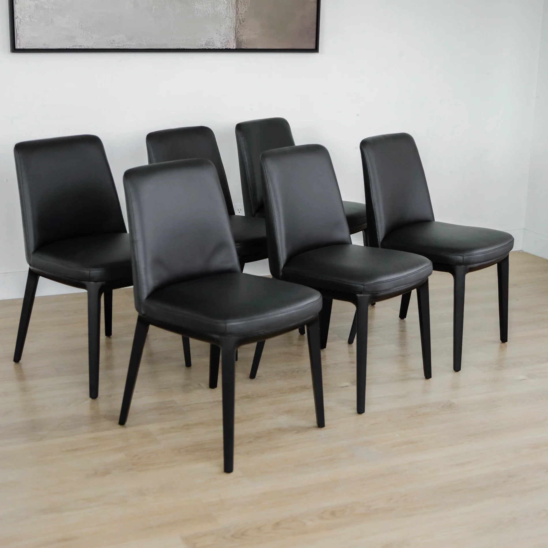Ensemble de 6 chaises de cuisine en cuir noir - Tessa