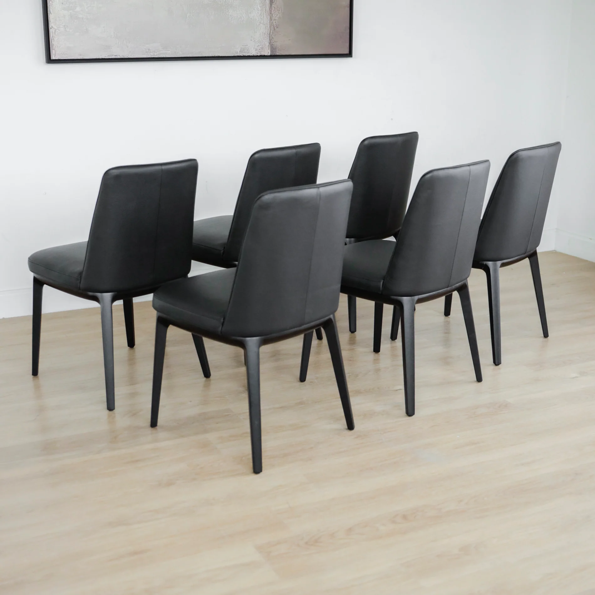 Ensemble de 6 chaises de cuisine en cuir noir - Tessa - Image 2
