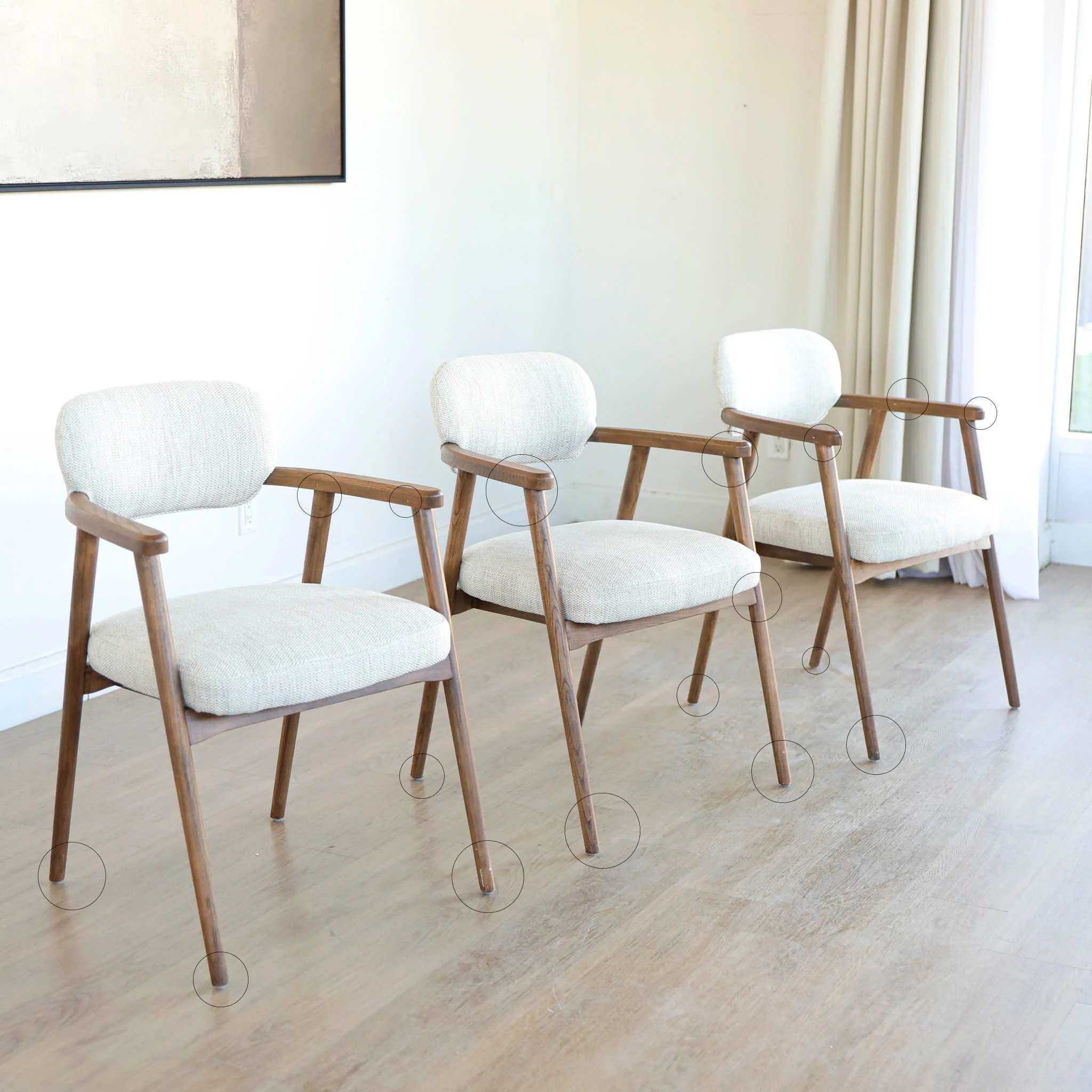 Ensemble de 3 chaises de cuisine en tissu avoine - Bradley - Image 16