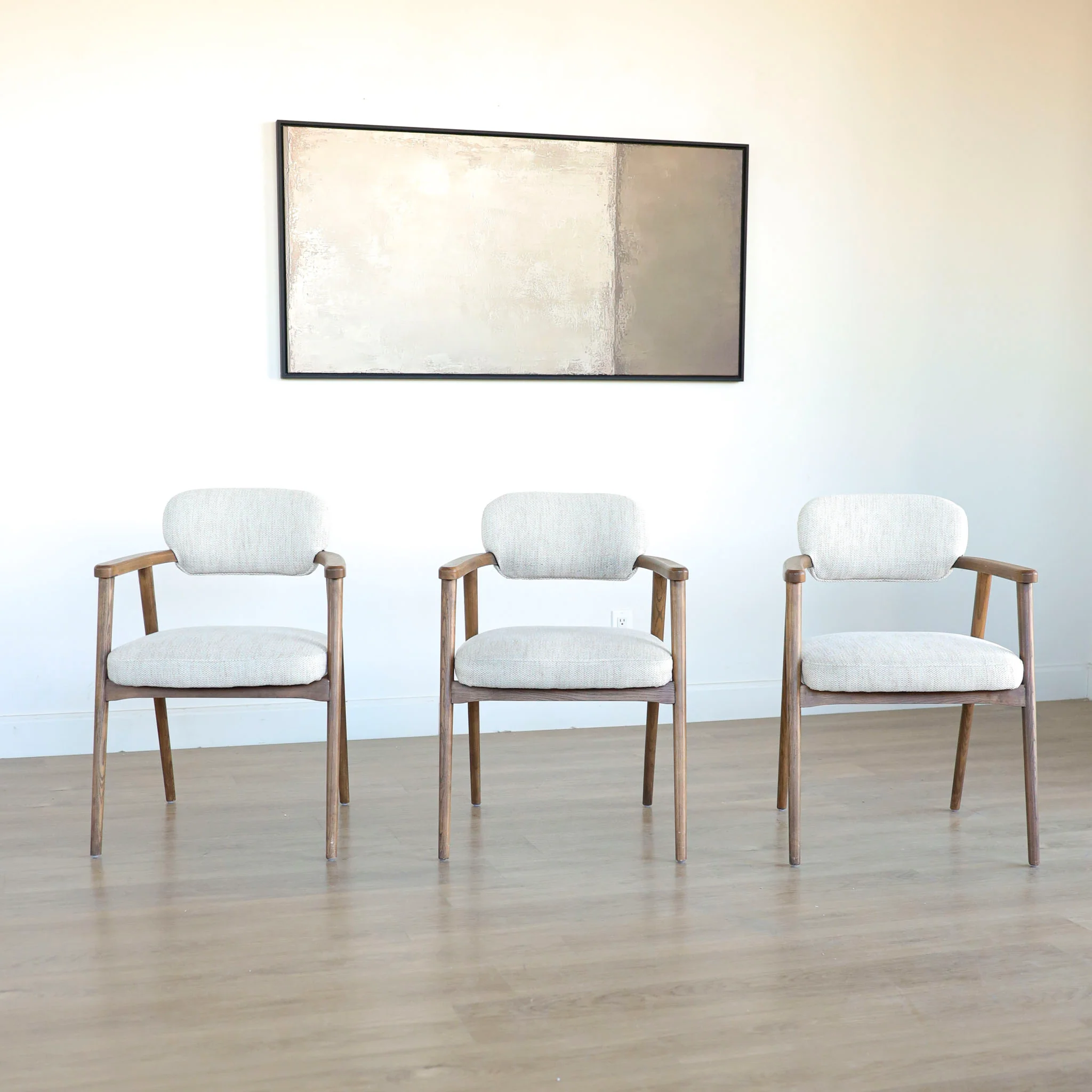 Ensemble de 3 chaises de cuisine en tissu avoine - Bradley - Image 3
