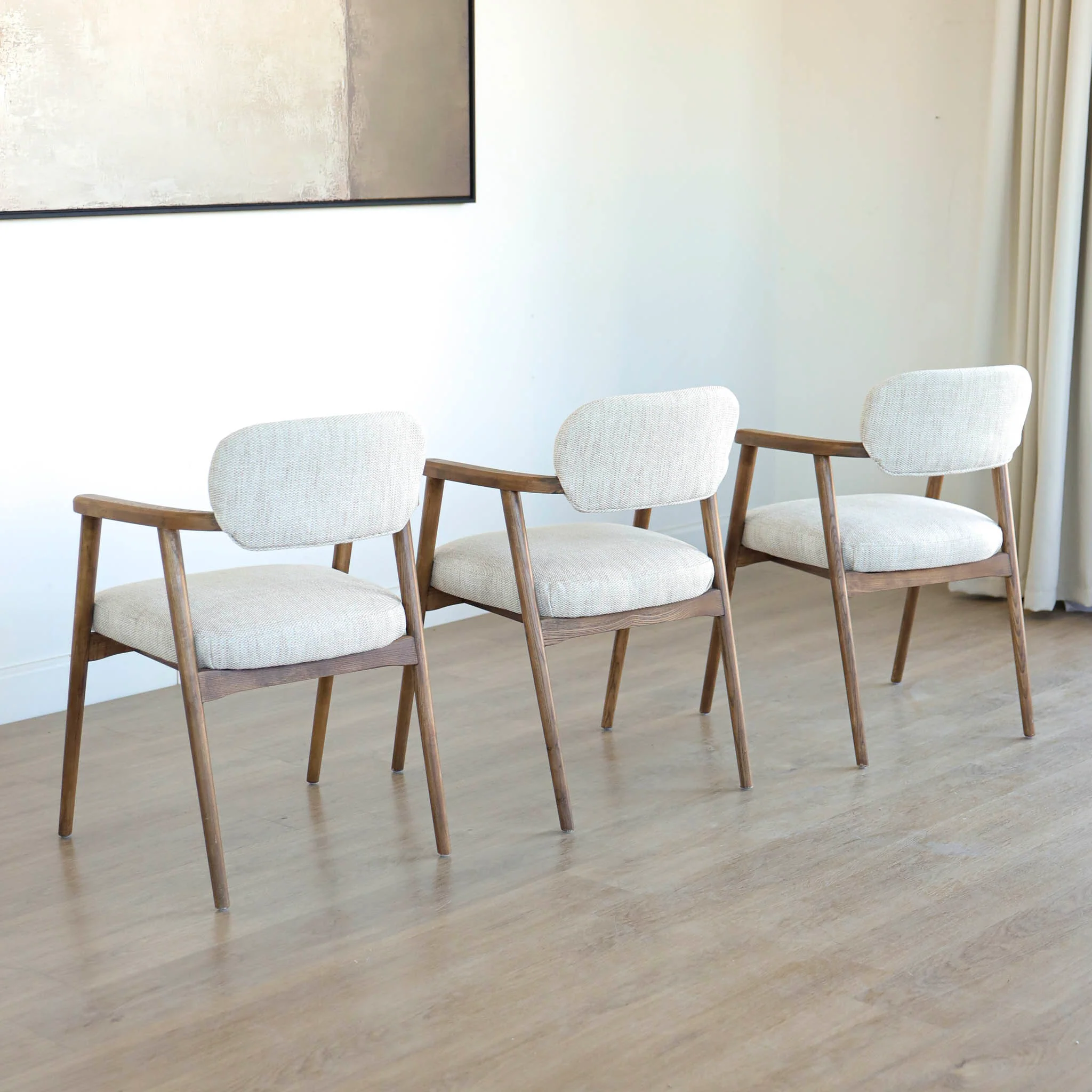Ensemble de 3 chaises de cuisine en tissu avoine - Bradley - Image 4