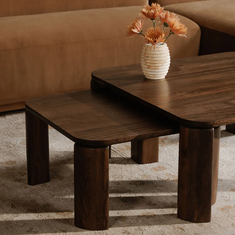 Ensemble de tables basses en manguier foncé - Anthony
