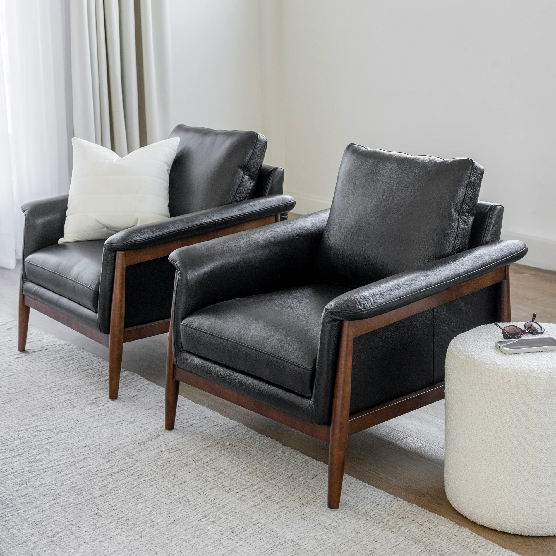 Fauteuil en cuir noir - Arnold - Image 10