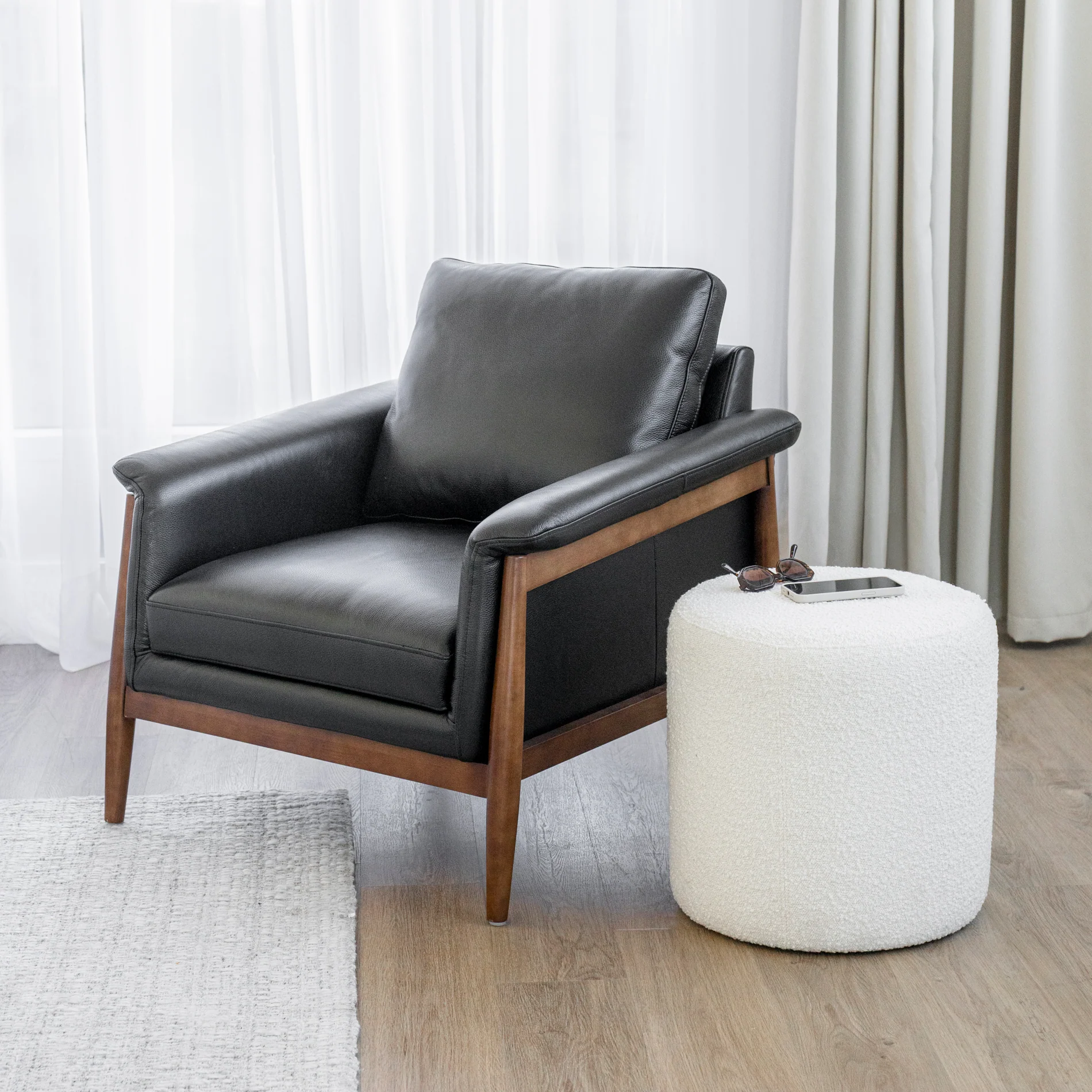 Fauteuil en cuir noir - Arnold - Image 3