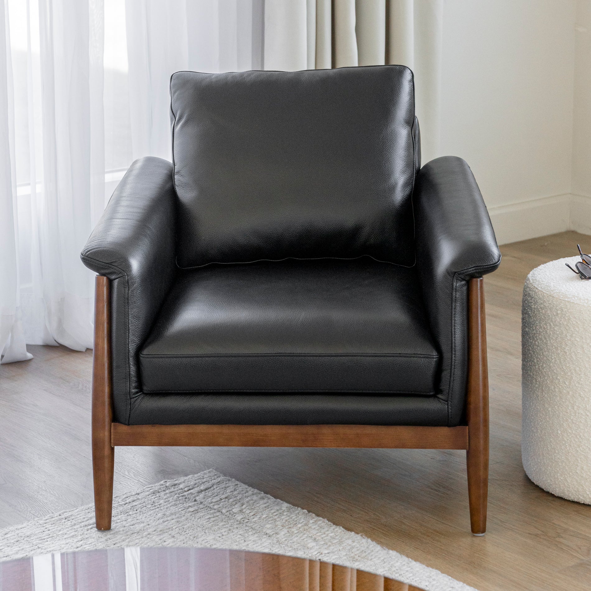 Fauteuil en cuir noir - Arnold - Image 4