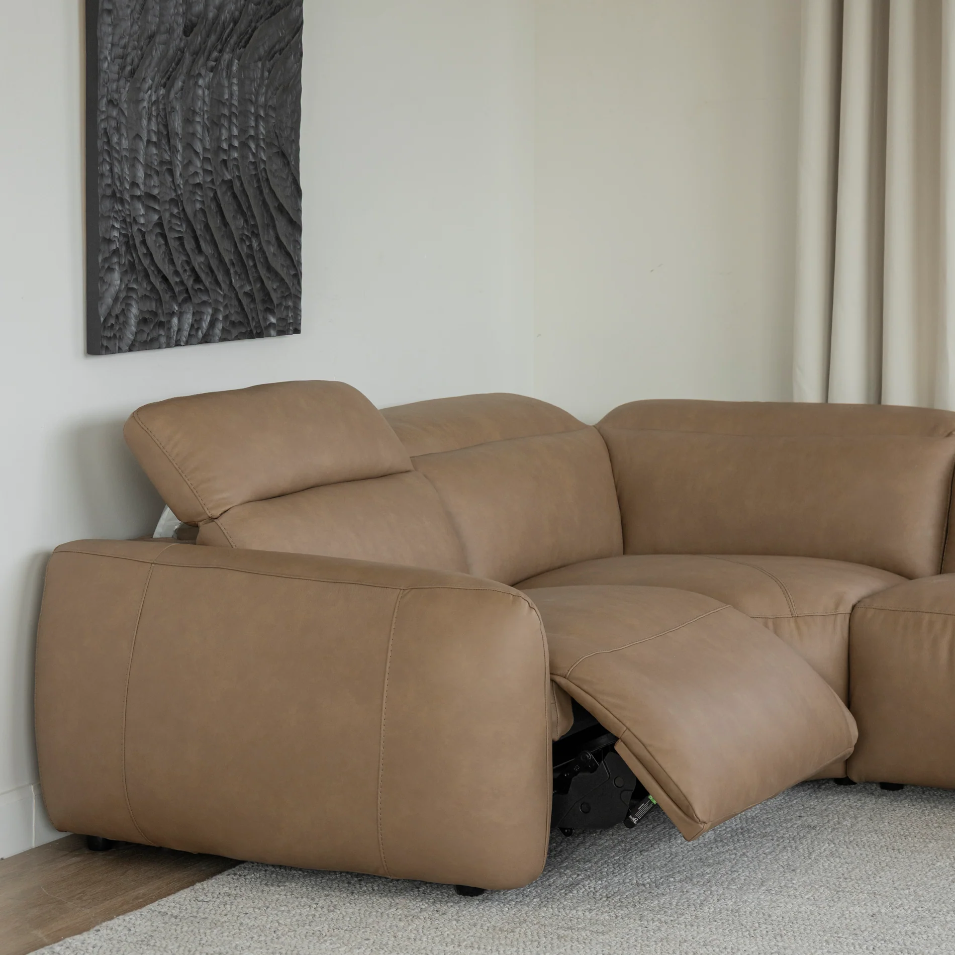 Sectionnel inclinable Austin en cuir café - Image 10