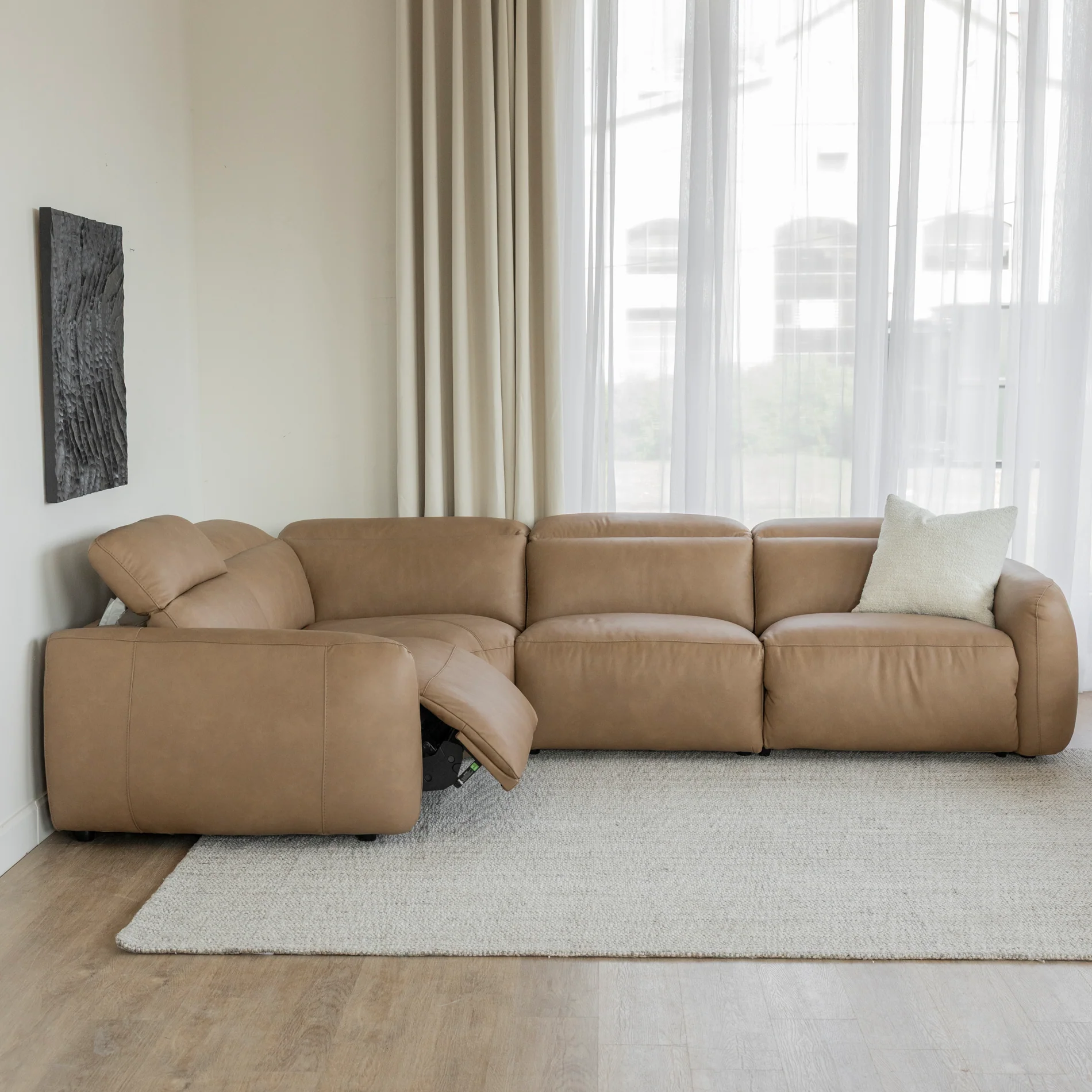 Sectionnel inclinable Austin en cuir café - Image 11