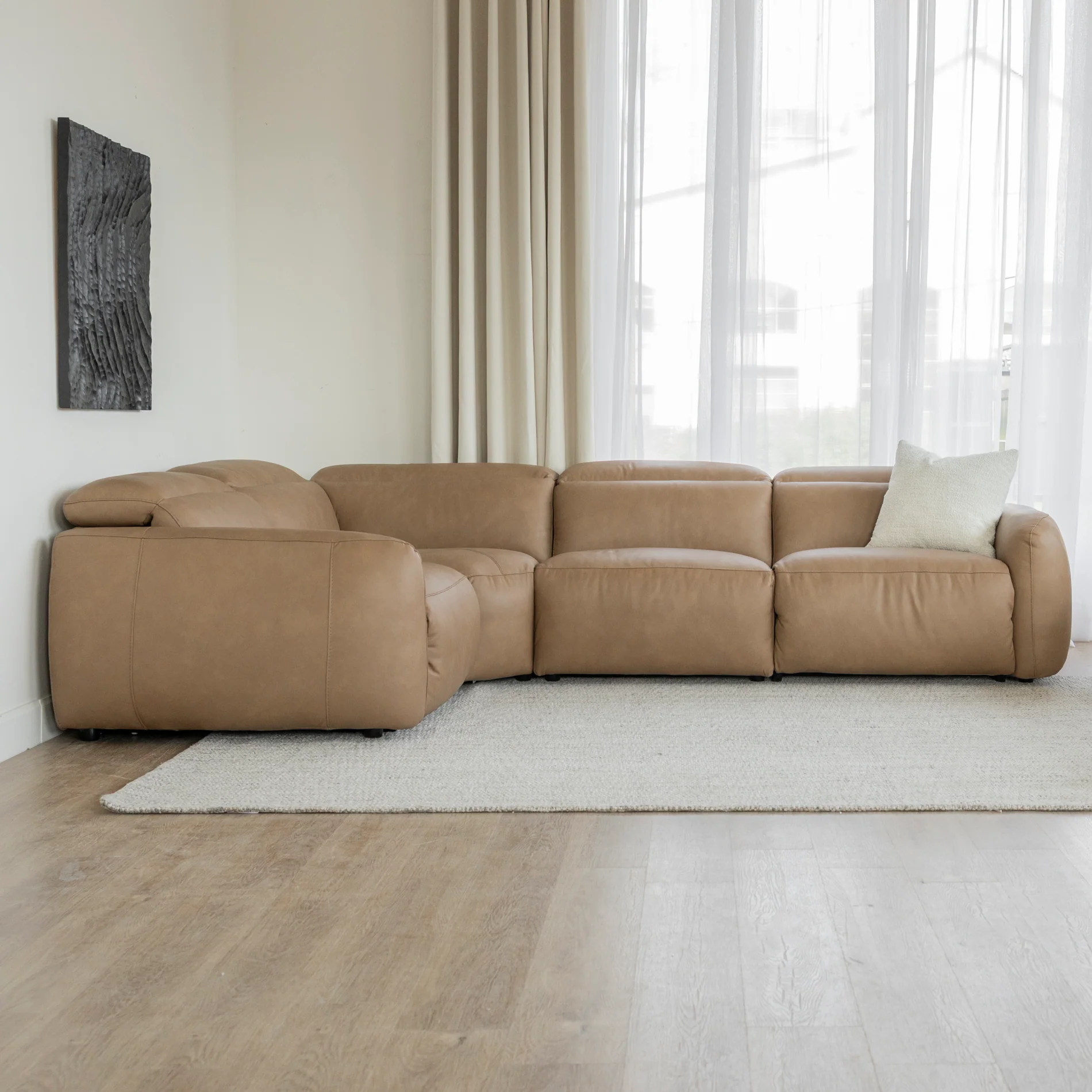 Sectionnel inclinable Austin en cuir café - Image 13