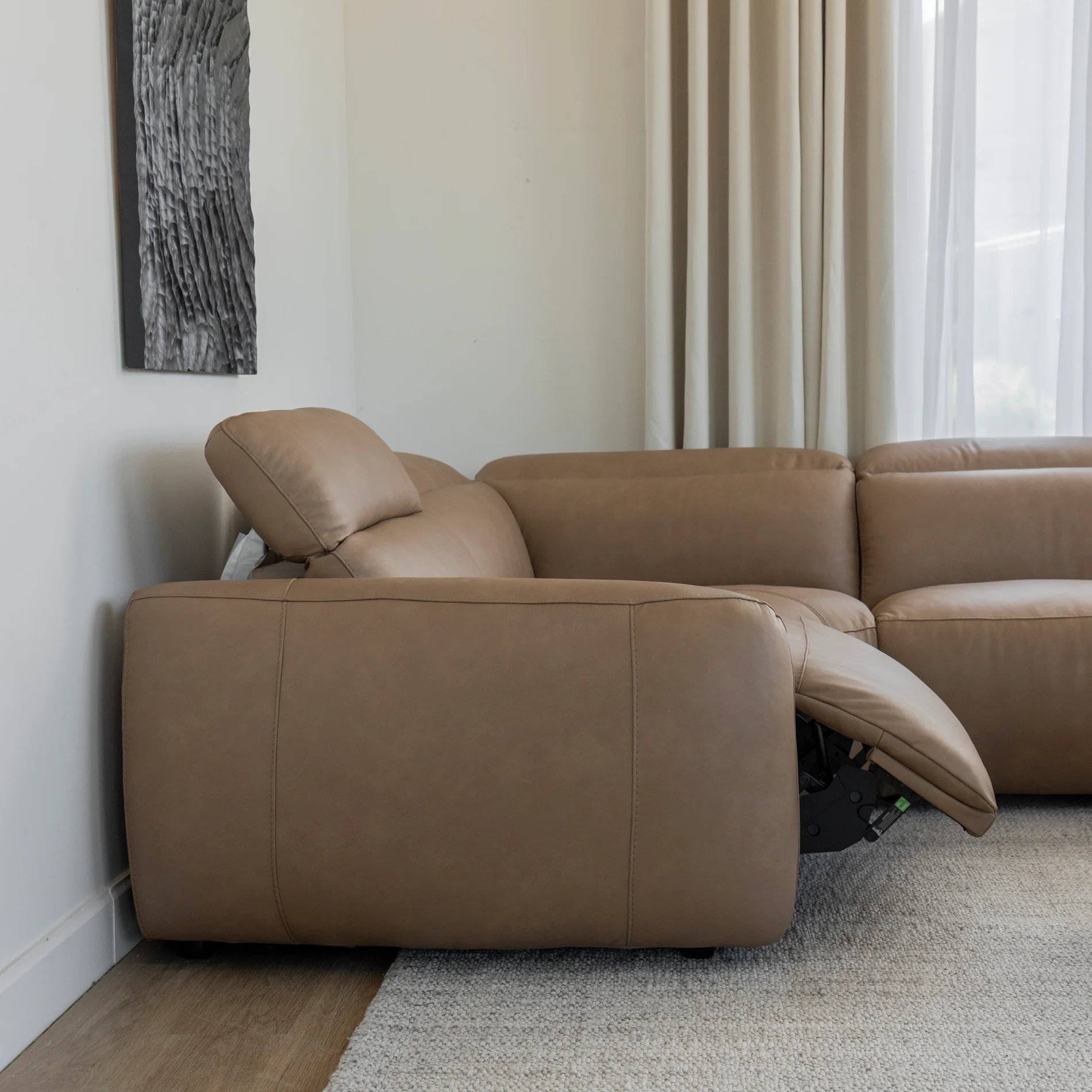 Sectionnel inclinable Austin en cuir café - Image 14