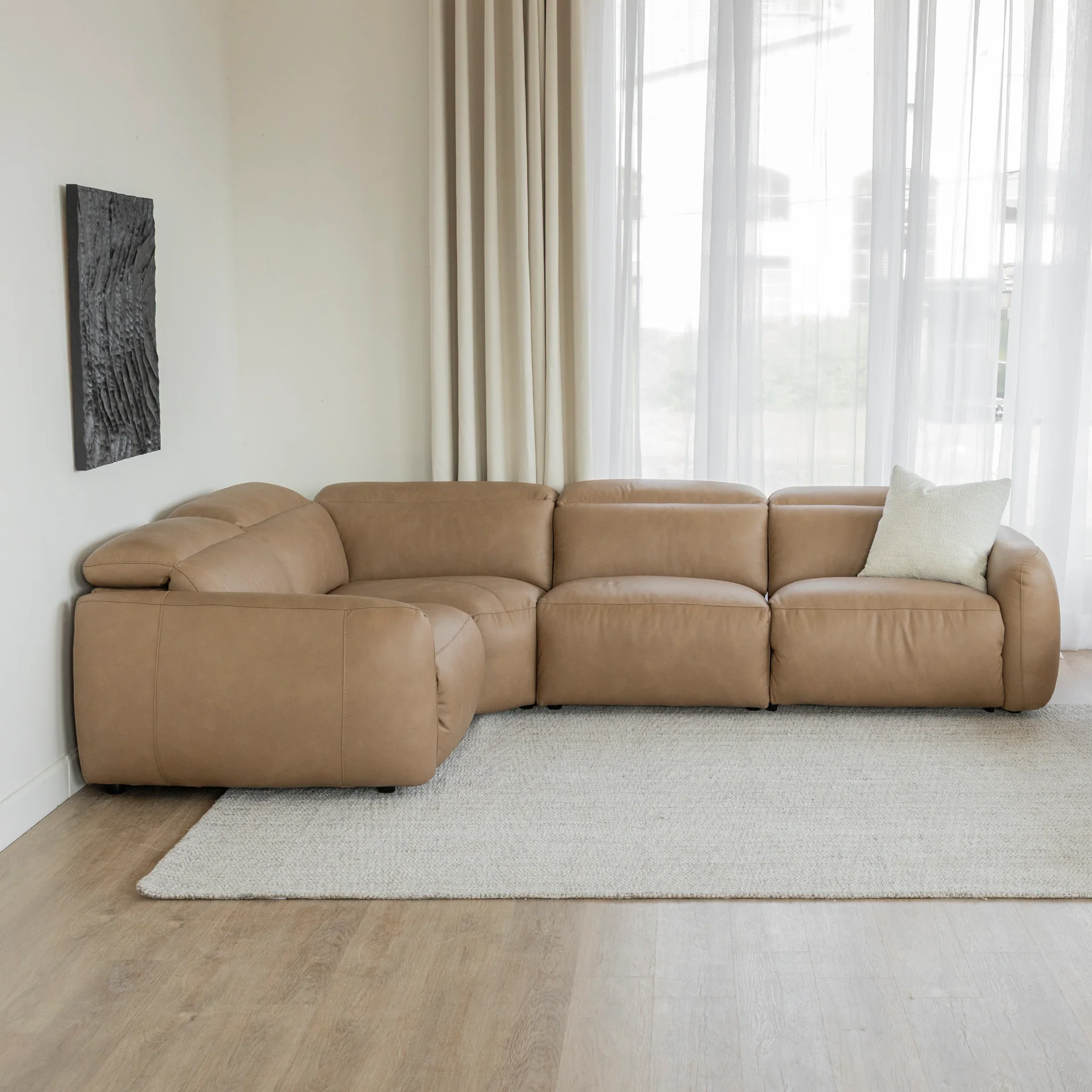 Sectionnel inclinable Austin en cuir café - Image 15