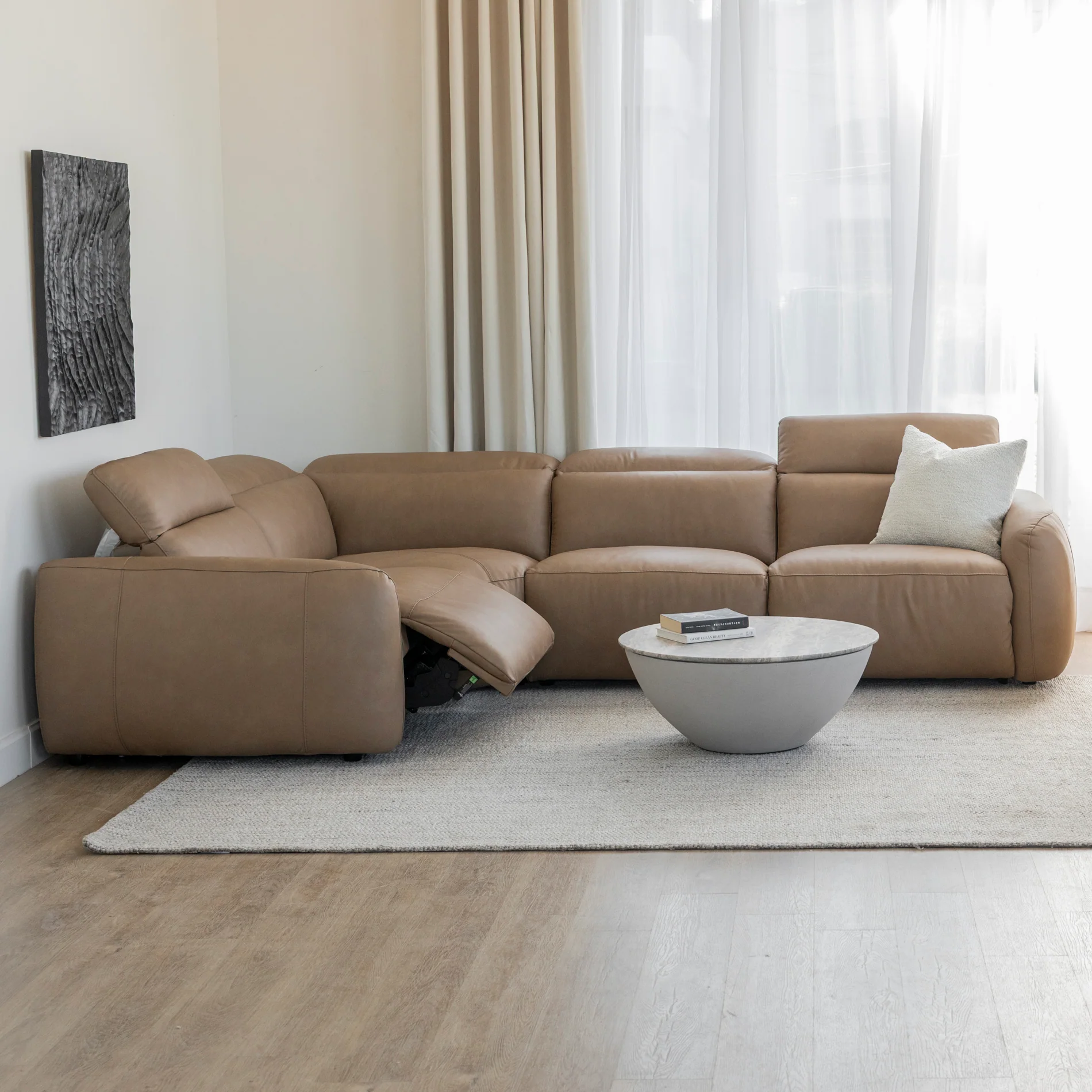 Sectionnel inclinable Austin en cuir café - Image 16