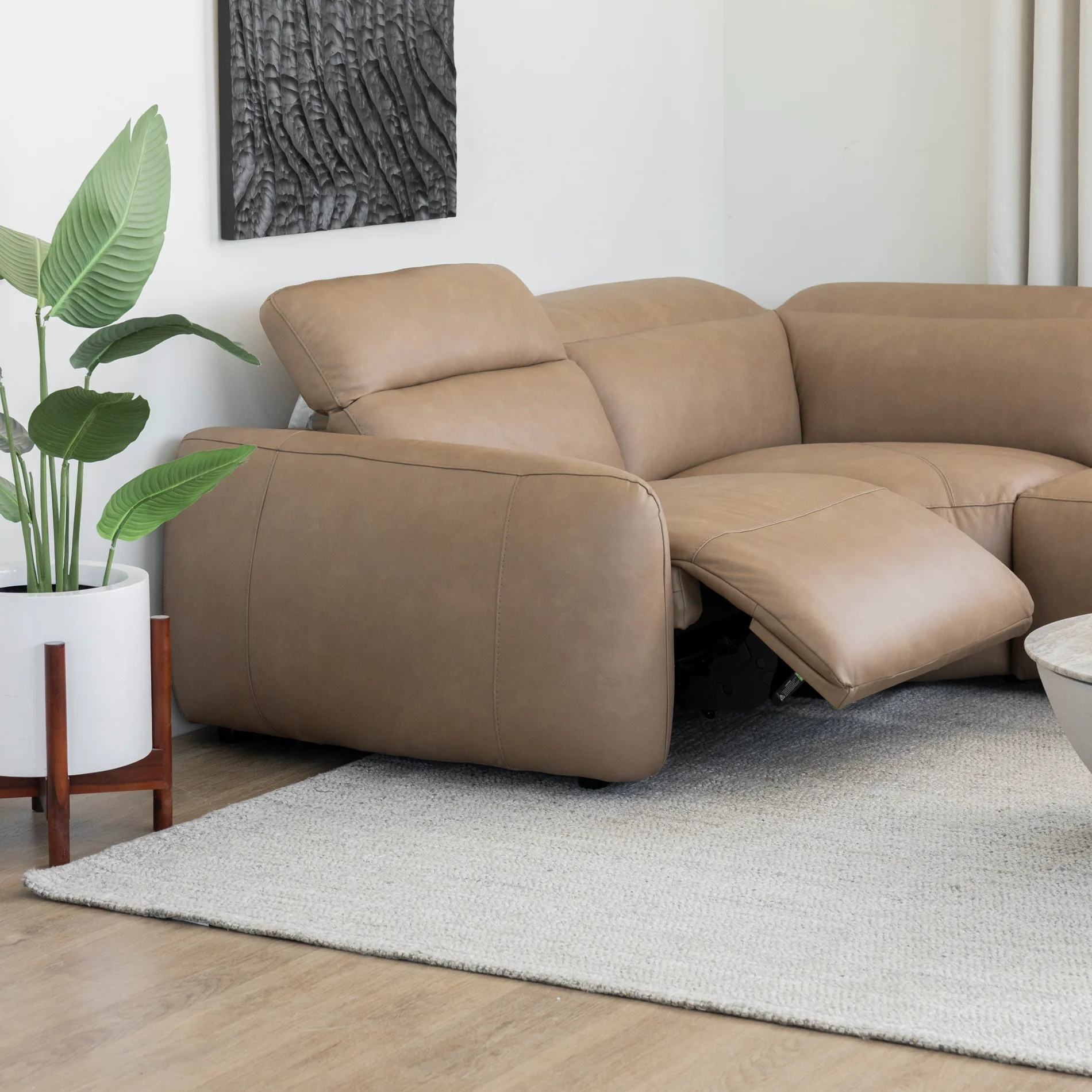 Sectionnel inclinable Austin en cuir café - Image 17