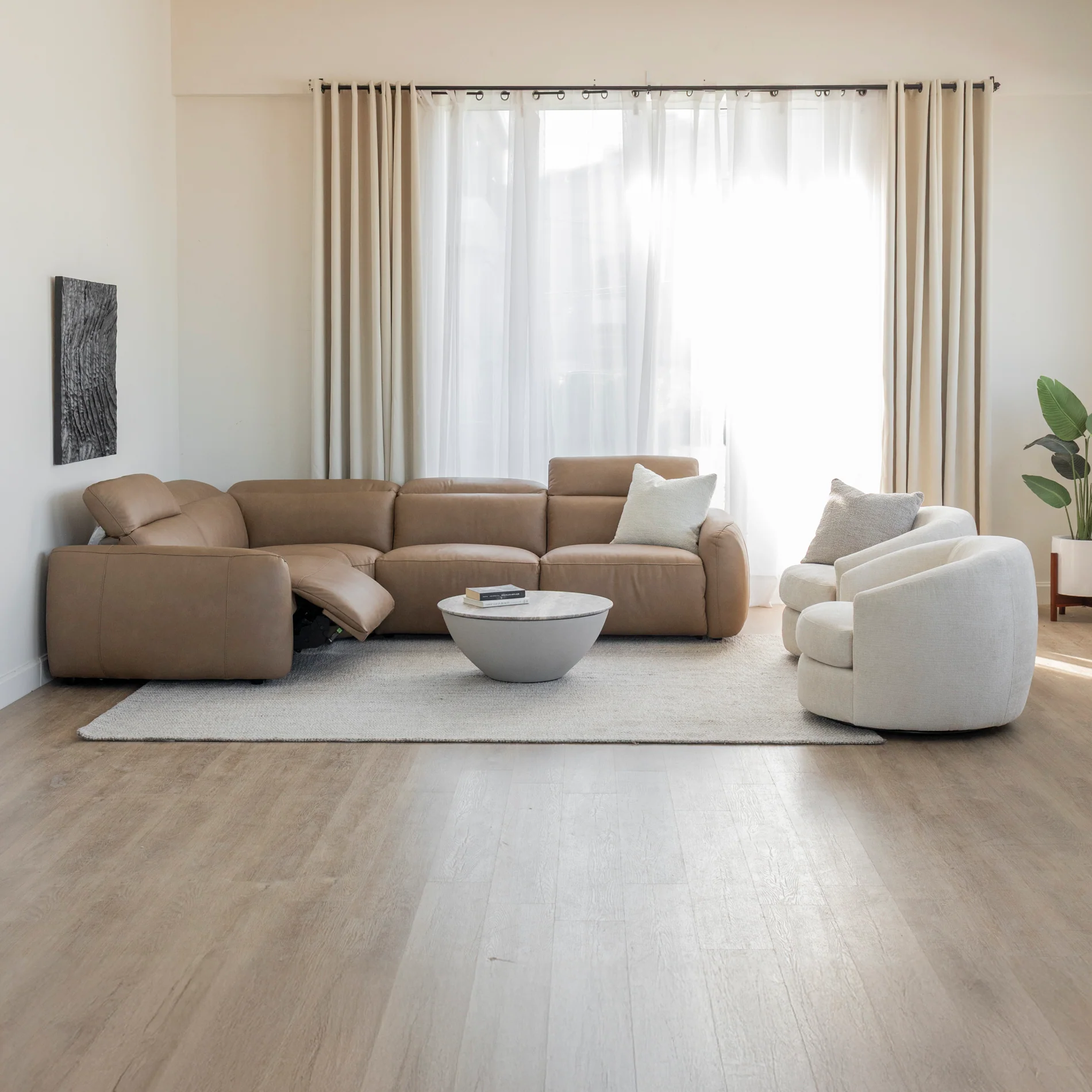 Sectionnel inclinable Austin en cuir café - Image 18