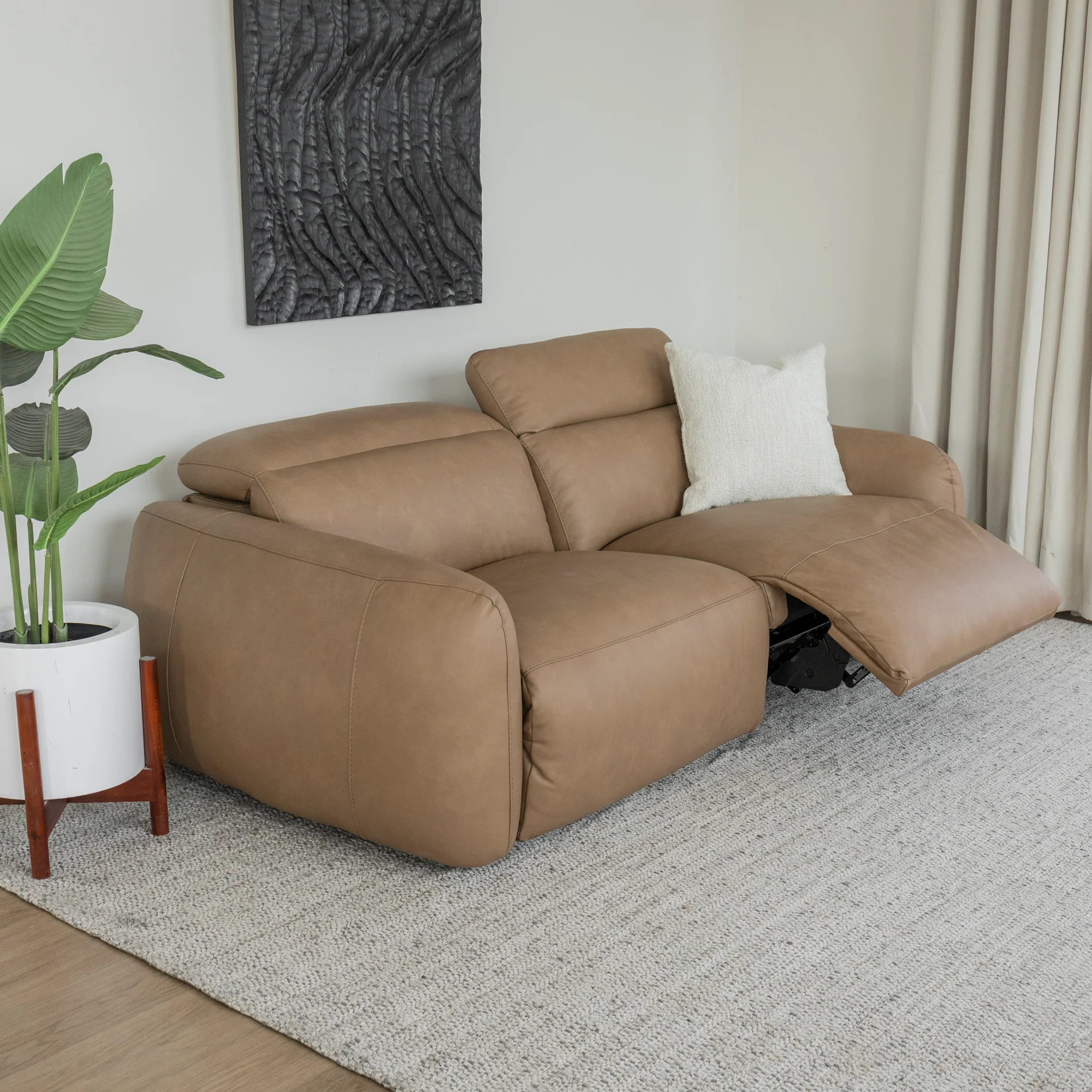 Sectionnel inclinable Austin en cuir café - Image 21