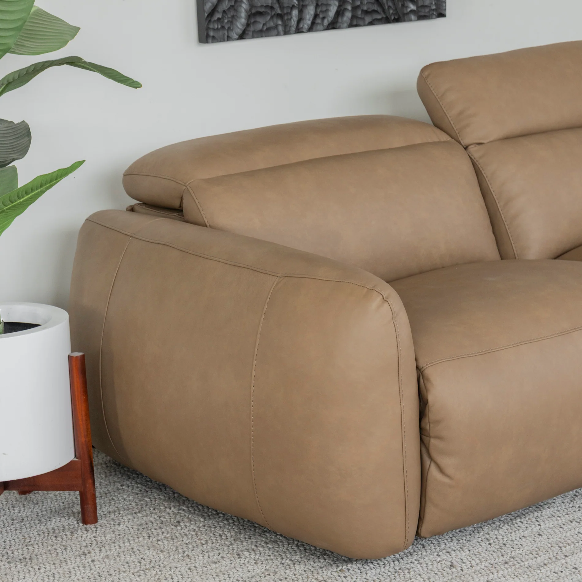 Sectionnel inclinable Austin en cuir café - Image 22