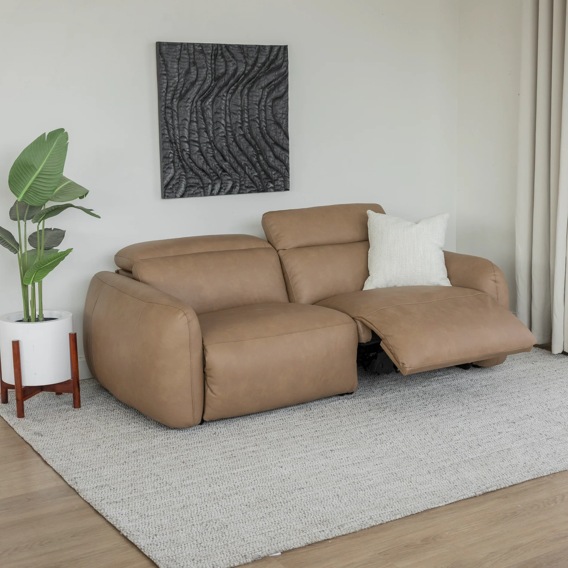 Sectionnel inclinable Austin en cuir café - Image 23