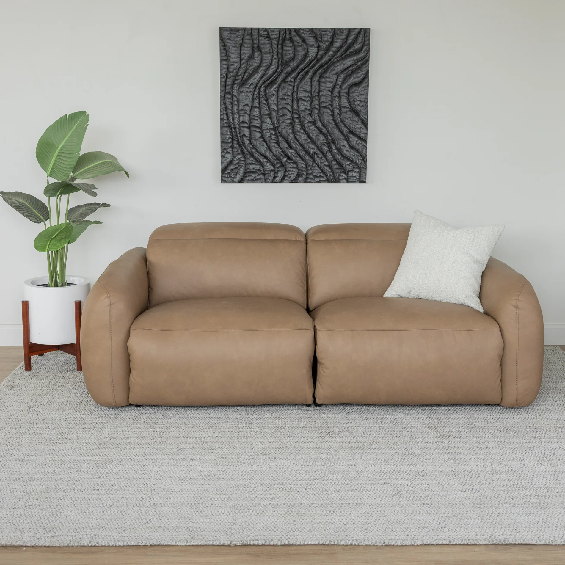 Sectionnel inclinable Austin en cuir café - Image 24