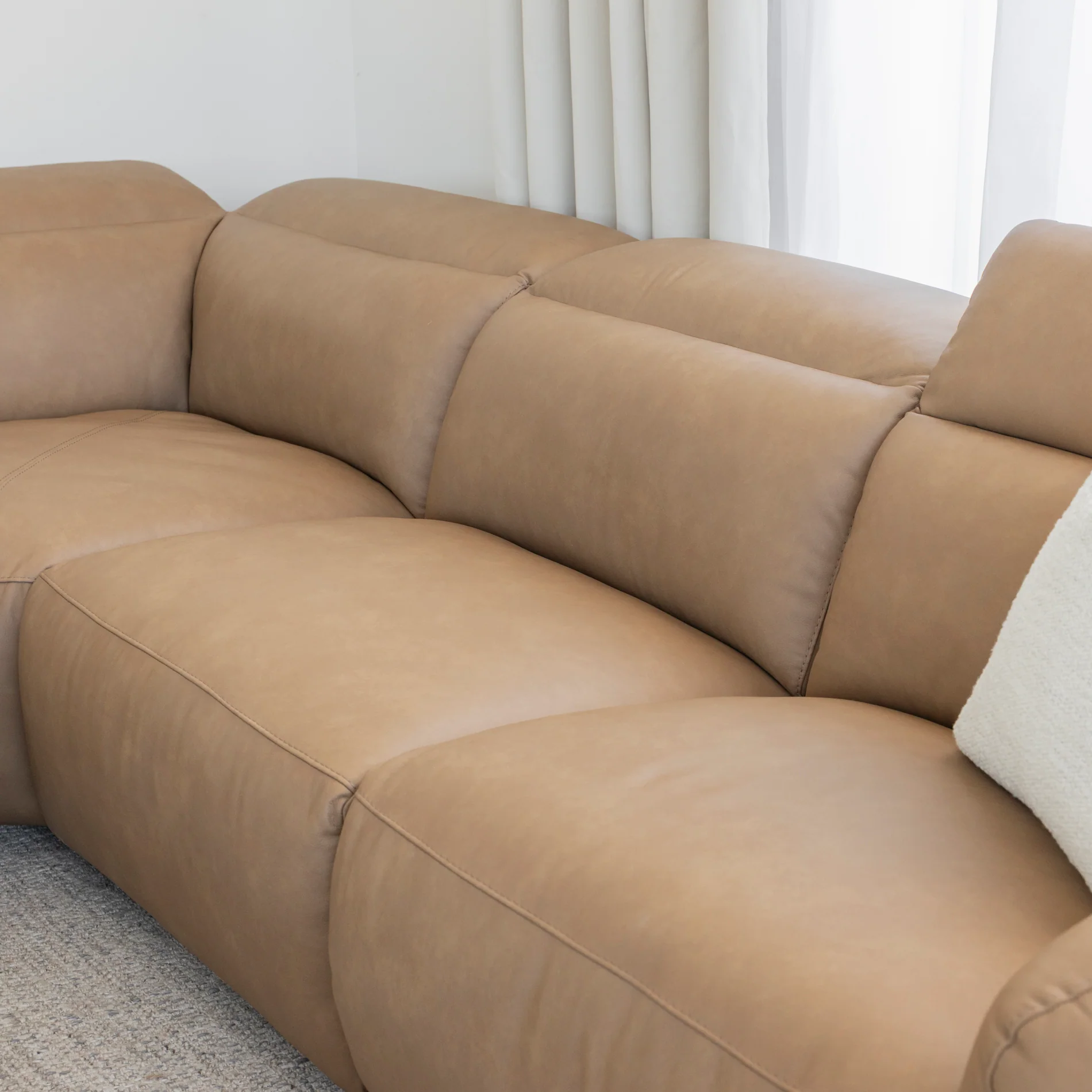 Sectionnel inclinable Austin en cuir café - Image 3