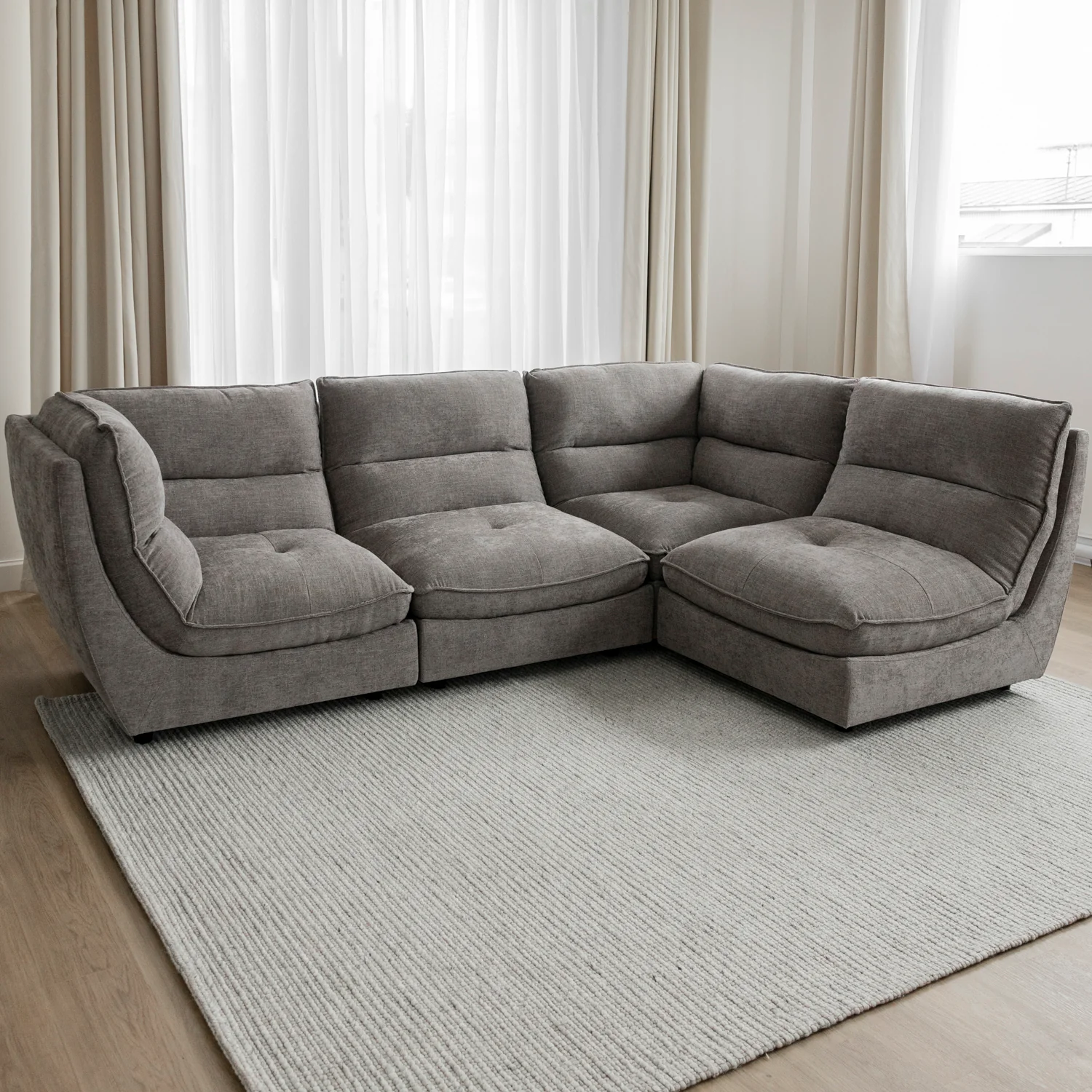 Modulaire Delano en tissu gris fumée - Image 10