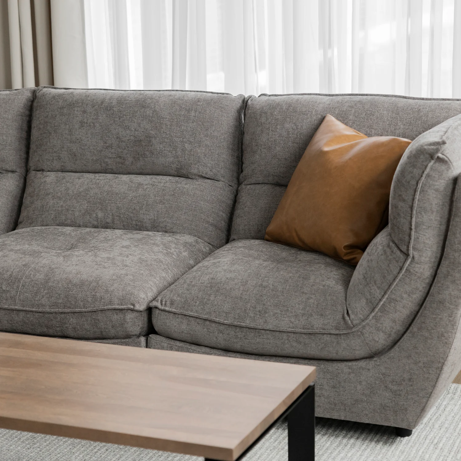 Modulaire Delano en tissu gris fumée - Image 13