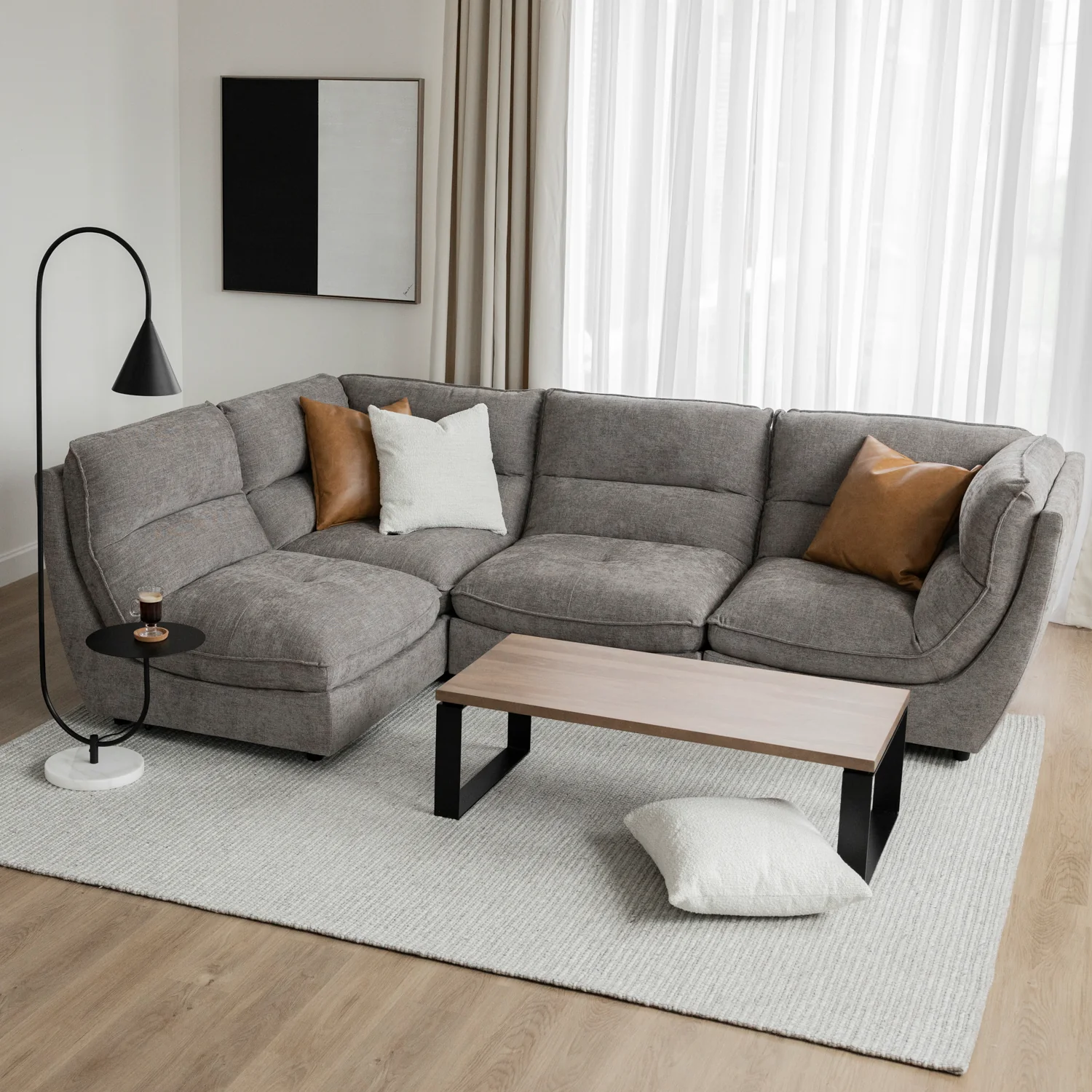 Modulaire Delano en tissu gris fumée - Image 14