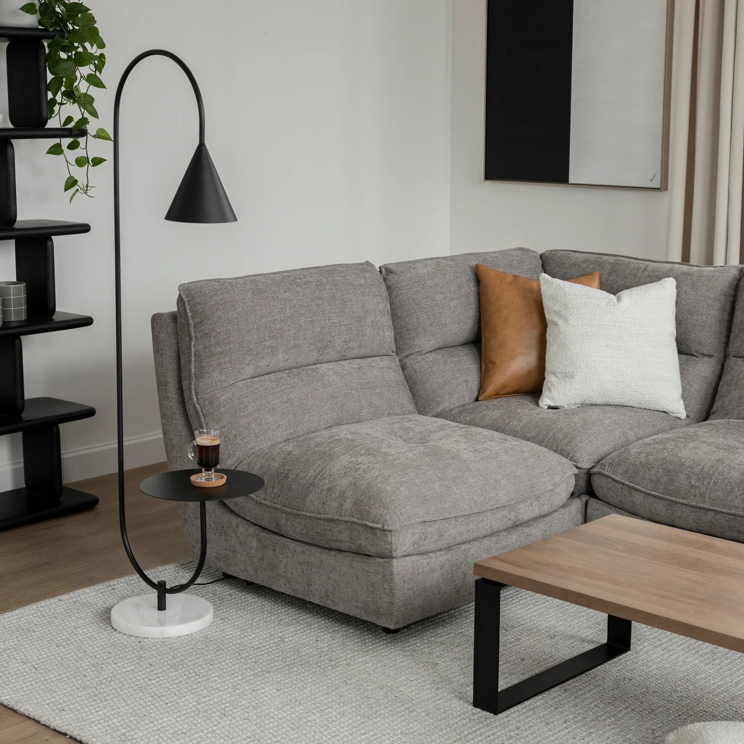 Modulaire Delano en tissu gris fumée - Image 3