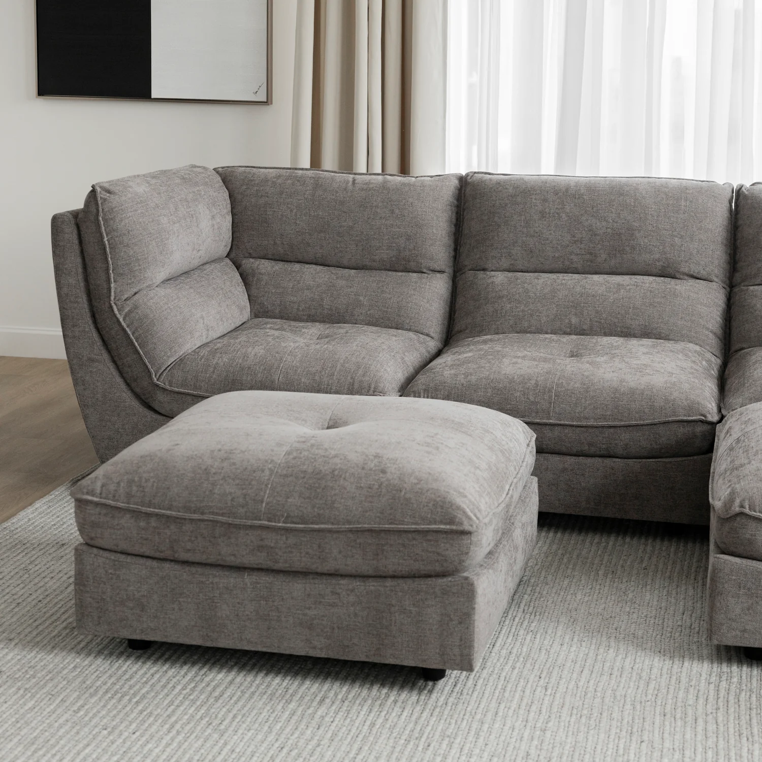 Modulaire Delano en tissu gris fumée - Image 6
