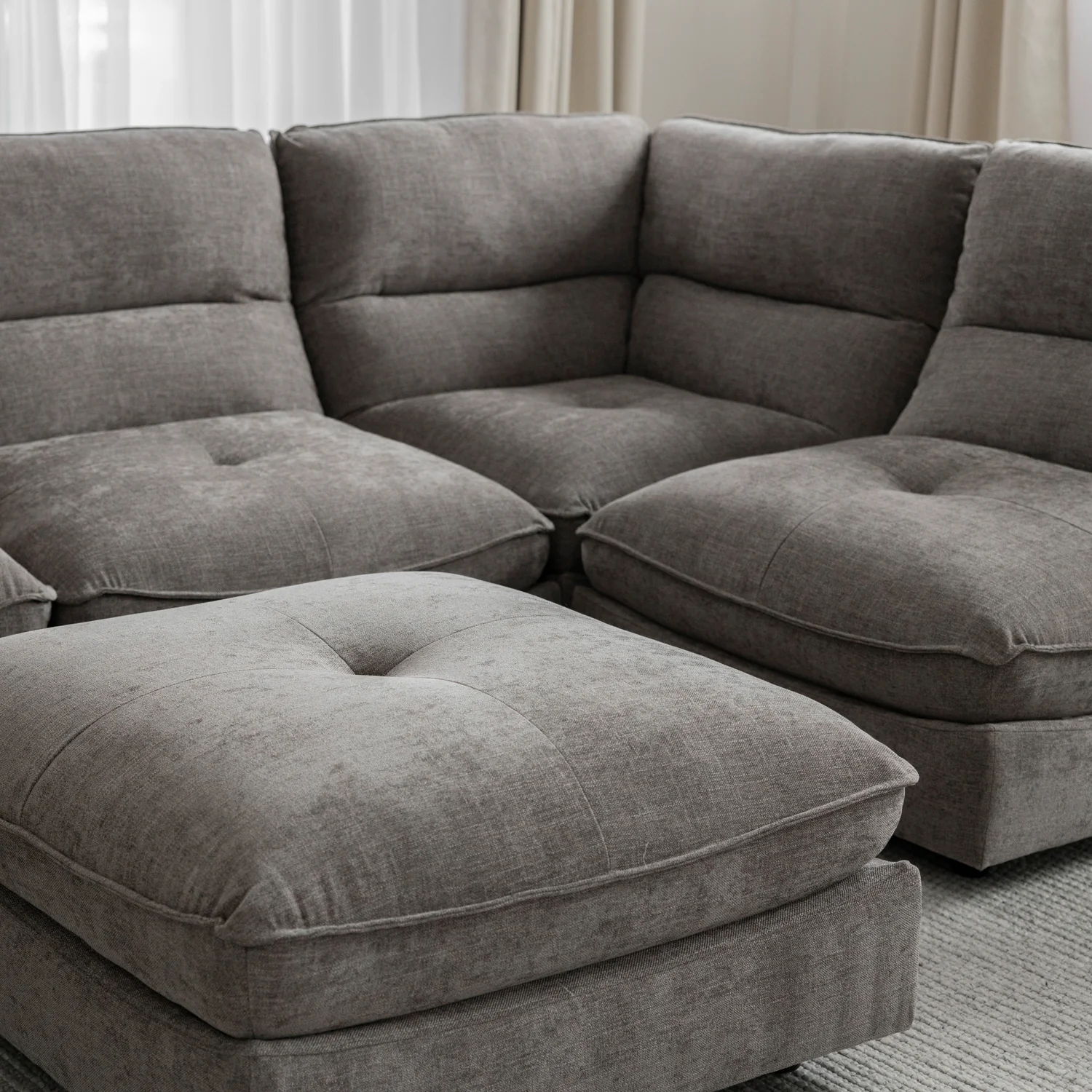 Modulaire Delano en tissu gris fumée - Image 9
