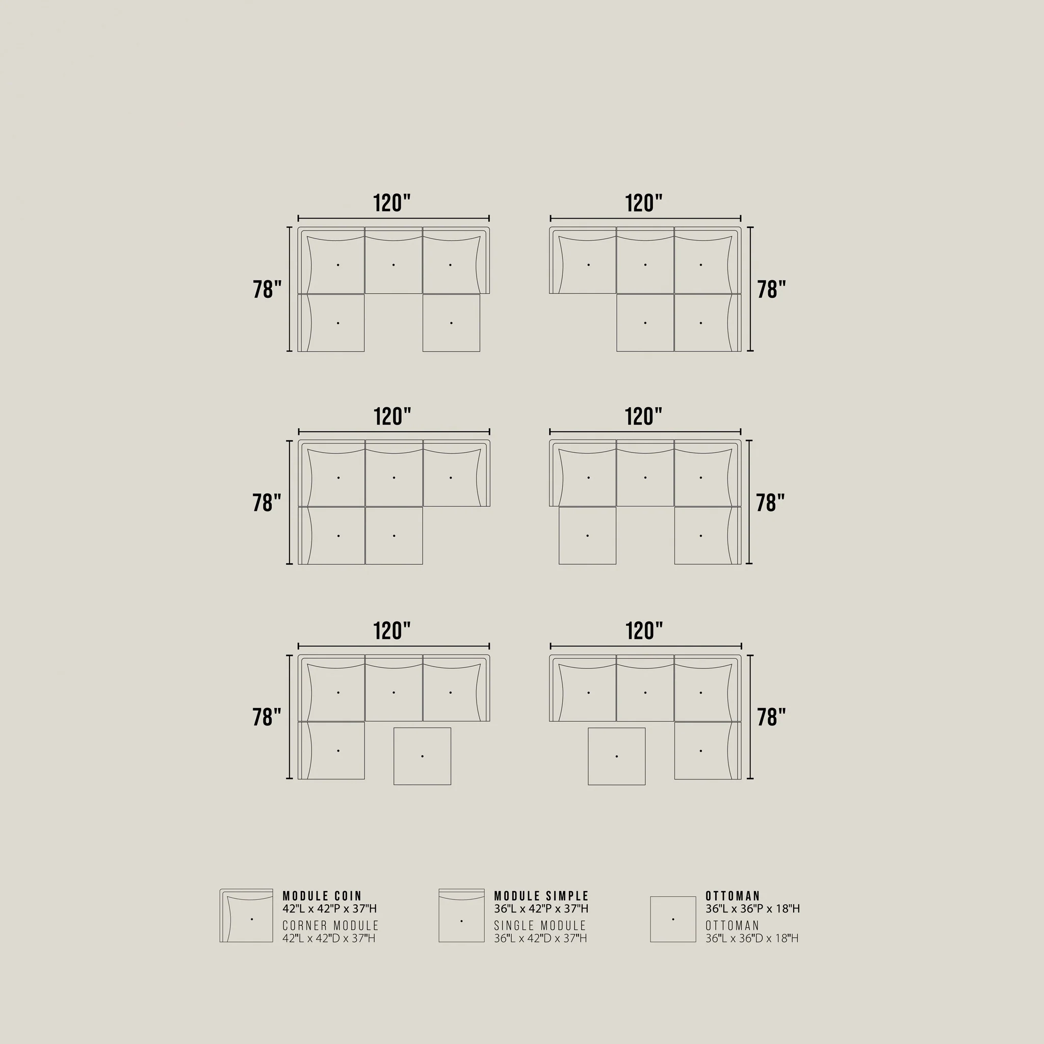 Modulaire Delano en tissu gris fumée - Image 17