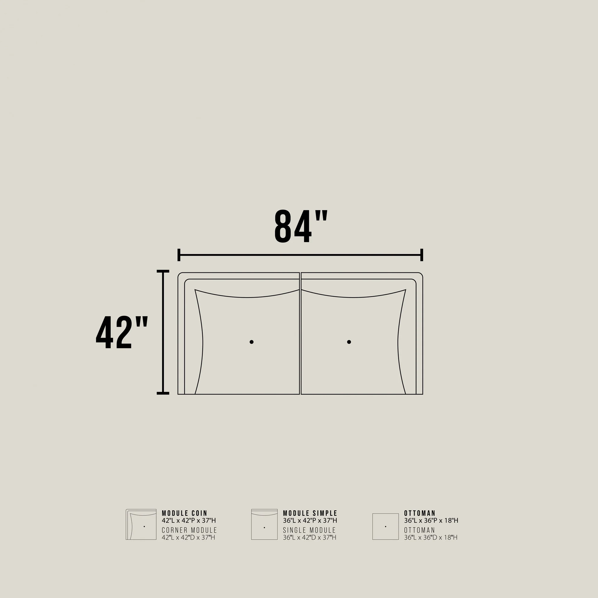 Modulaire Delano en tissu gris fumée - Image 16