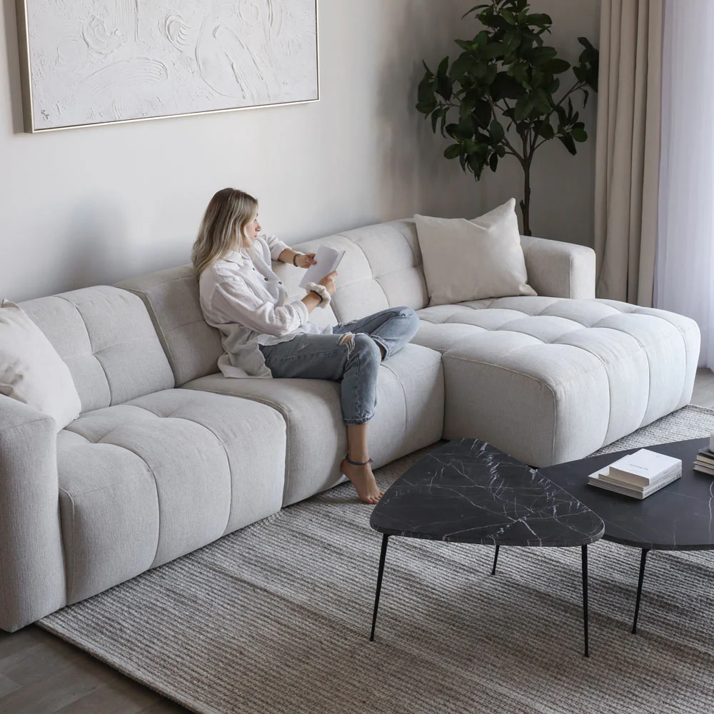 Modulaire Emma en tissu greige pâle