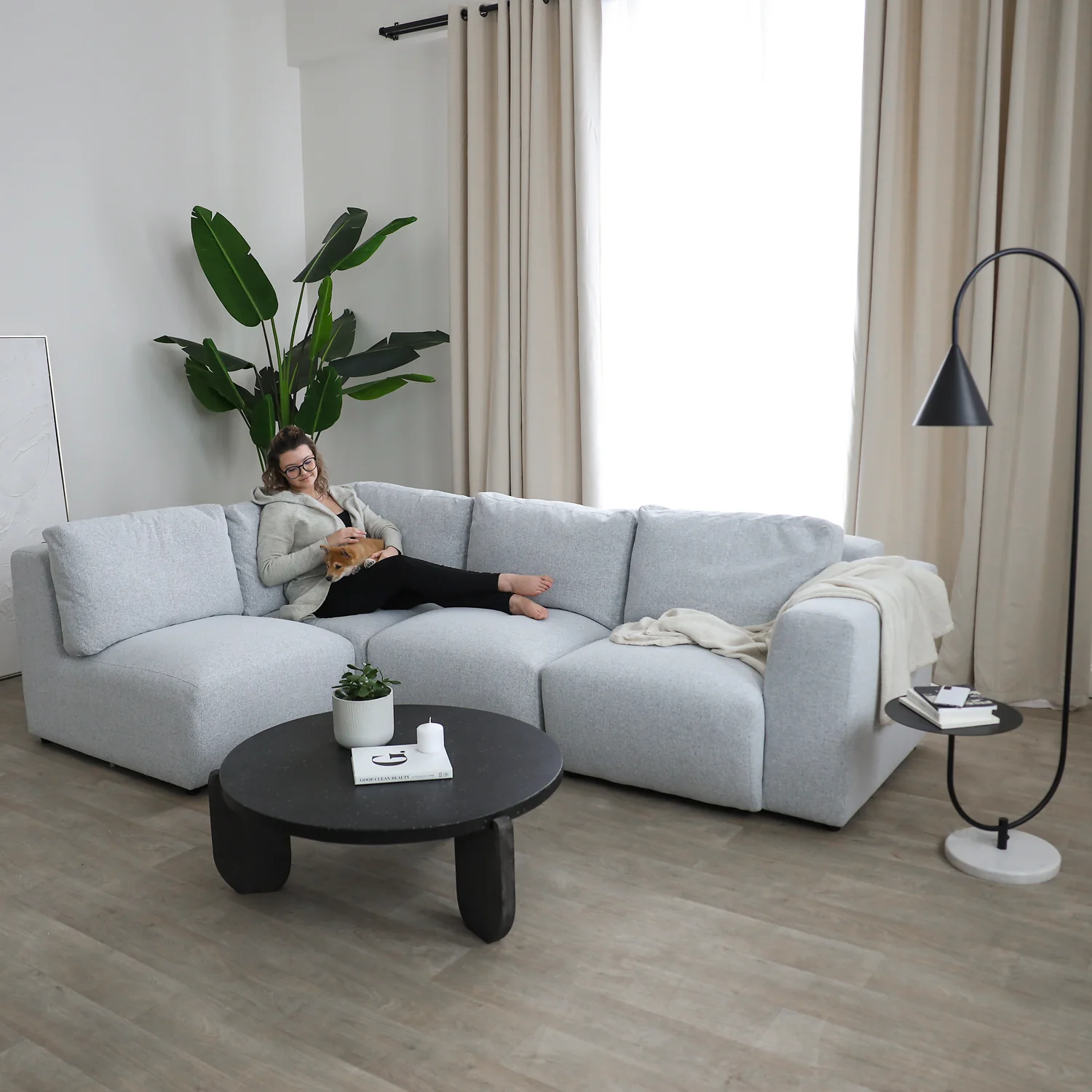 Modulaire Henri en tissu gris doux - Image 3