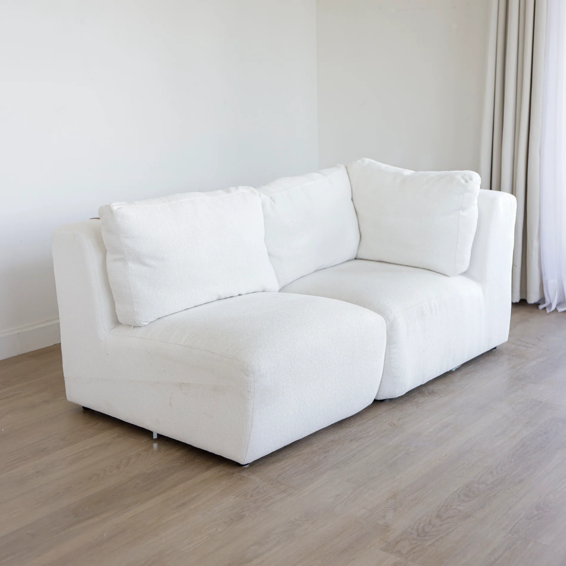 Modulaire 2 morceaux en tissu bouclé crème - Henri