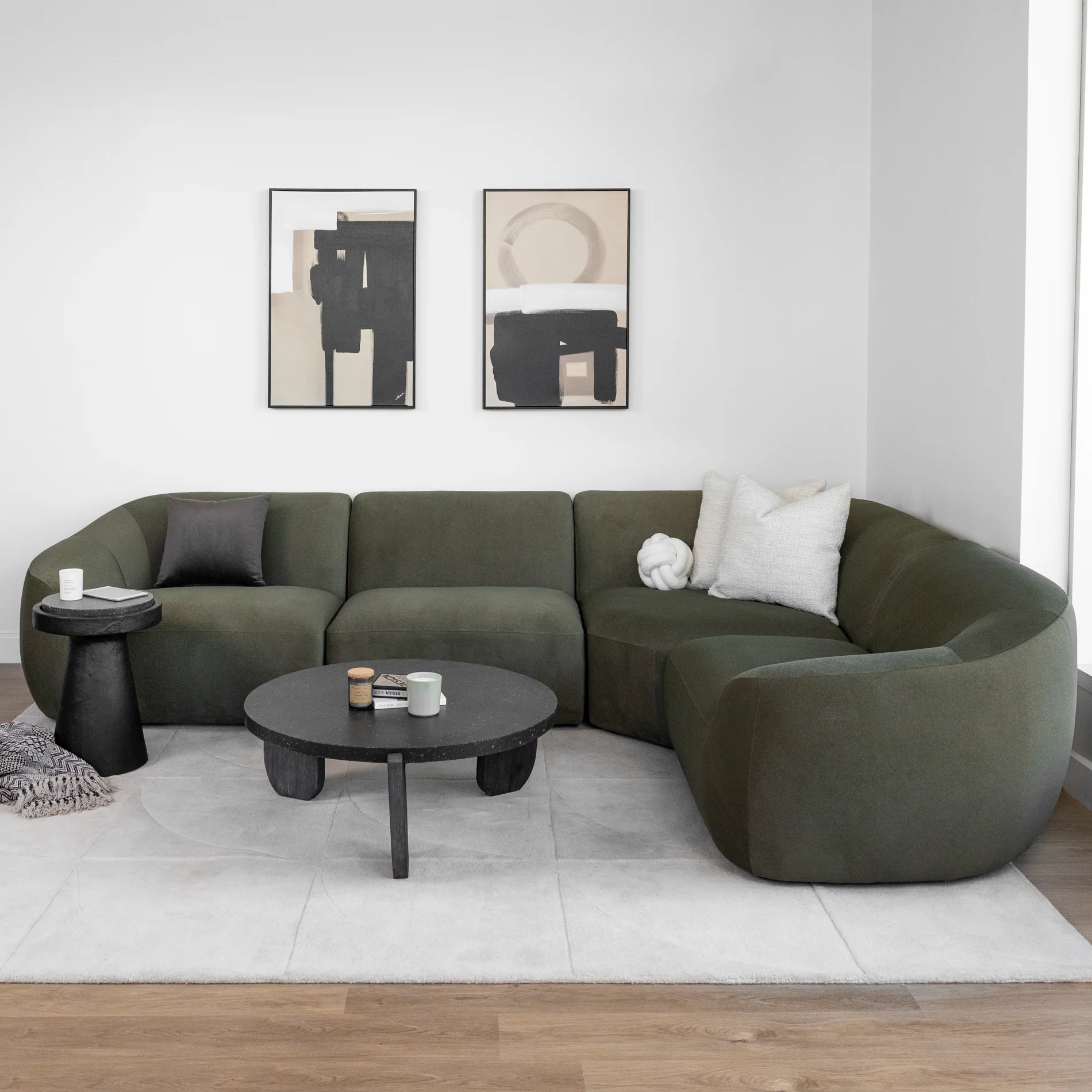 Modulaire Lowell en tissu vert feutré - Image 10